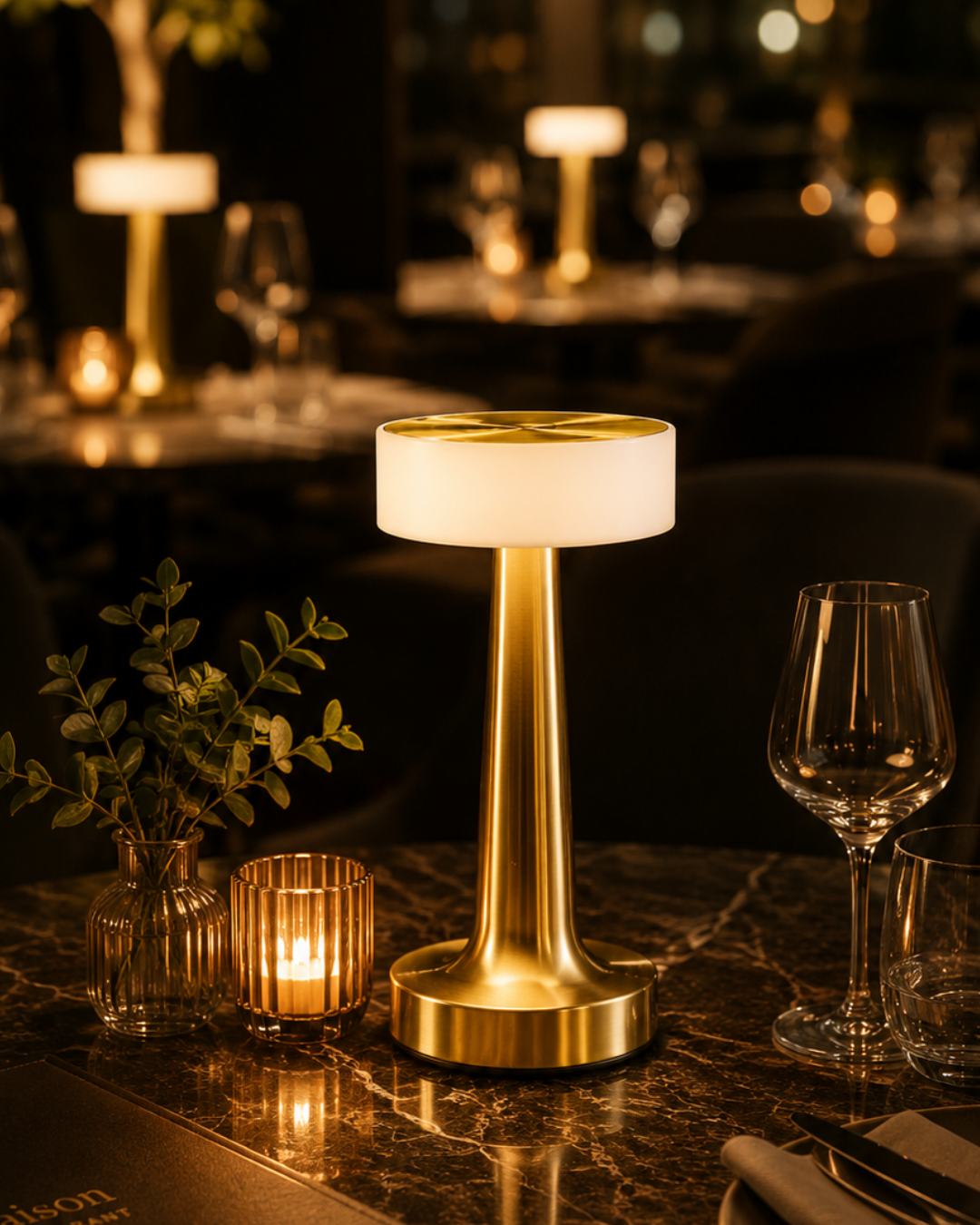Şarjlı Gold Mantar Masa Lambası Dimmer Ayarlı Kablosuz LED Lamba - Lisinya