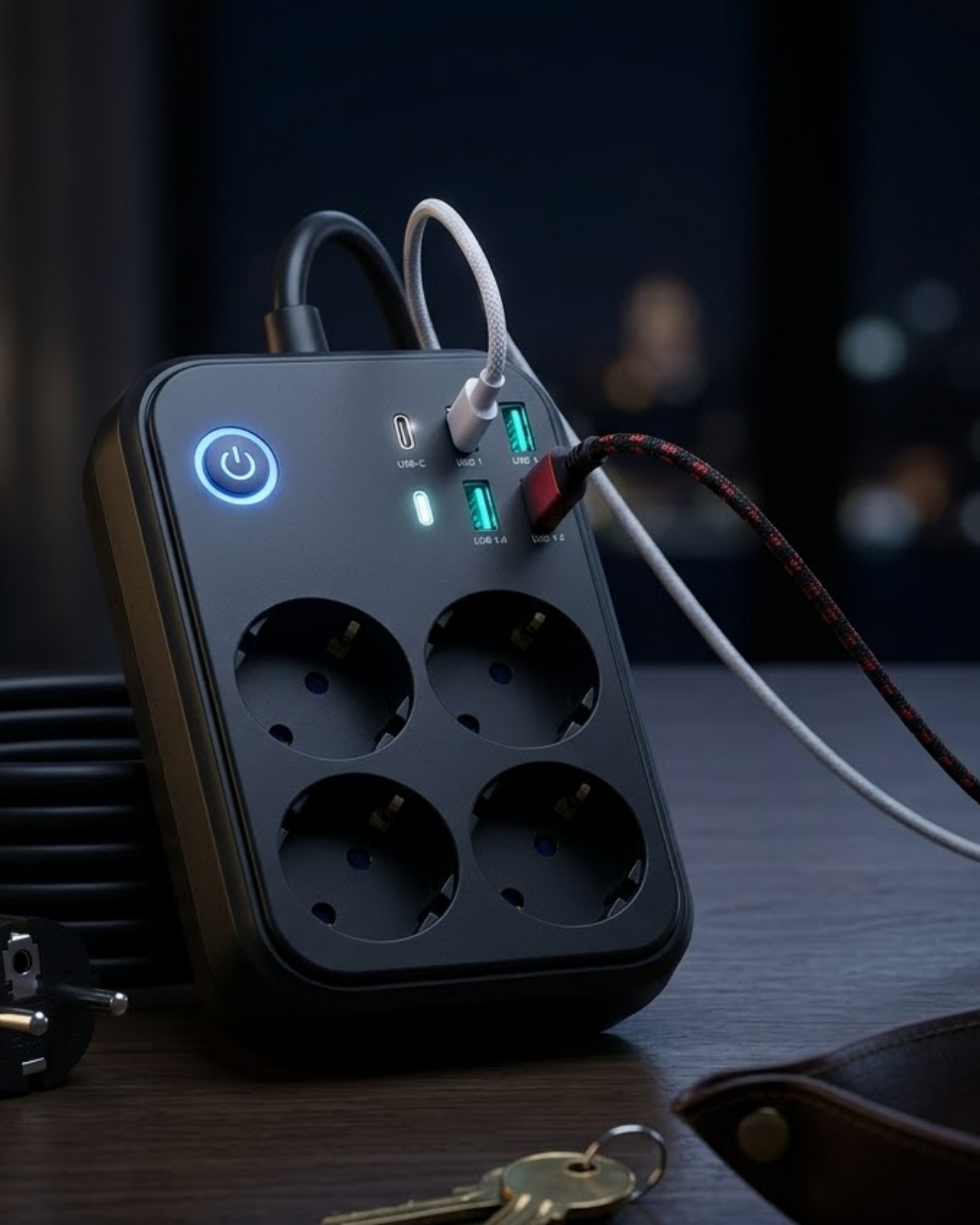 Akım Korumalı Uzatma Prizi 4 USB 2 Type C Dayanıklı ve Güvenli Tasarım - Lisinya