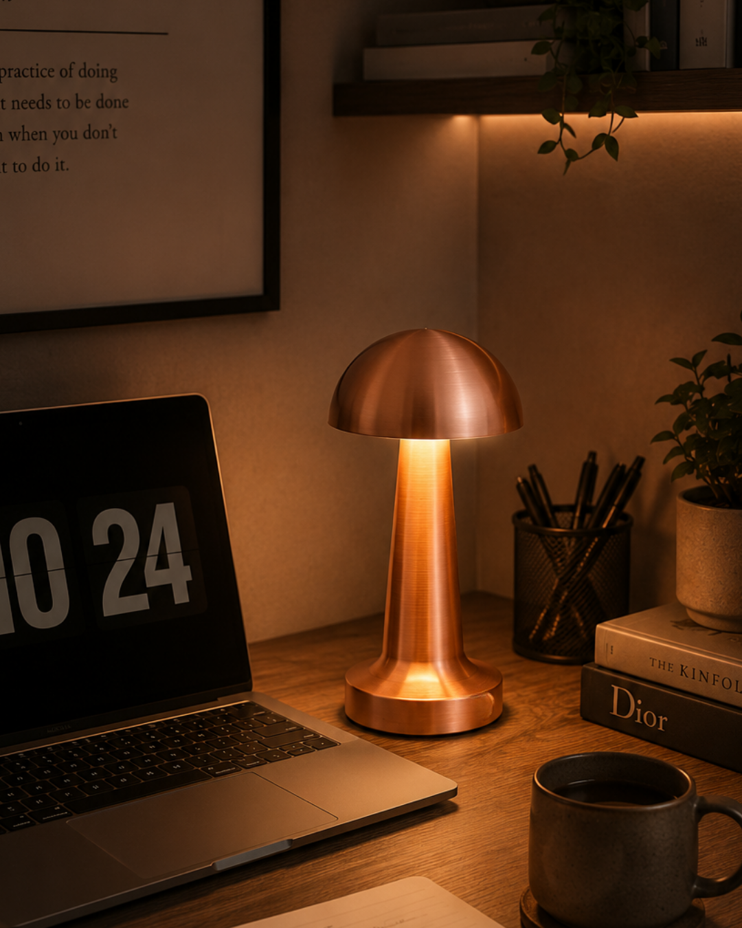 Modern Bronz Mantar Masa Lambası LED Dokunmatik Dekoratif Aydınlatma - Lisinya Modern Bronz Mantar Masa Lambası LED Dokunmatik Dekoratif Aydınlatma - Lisinya