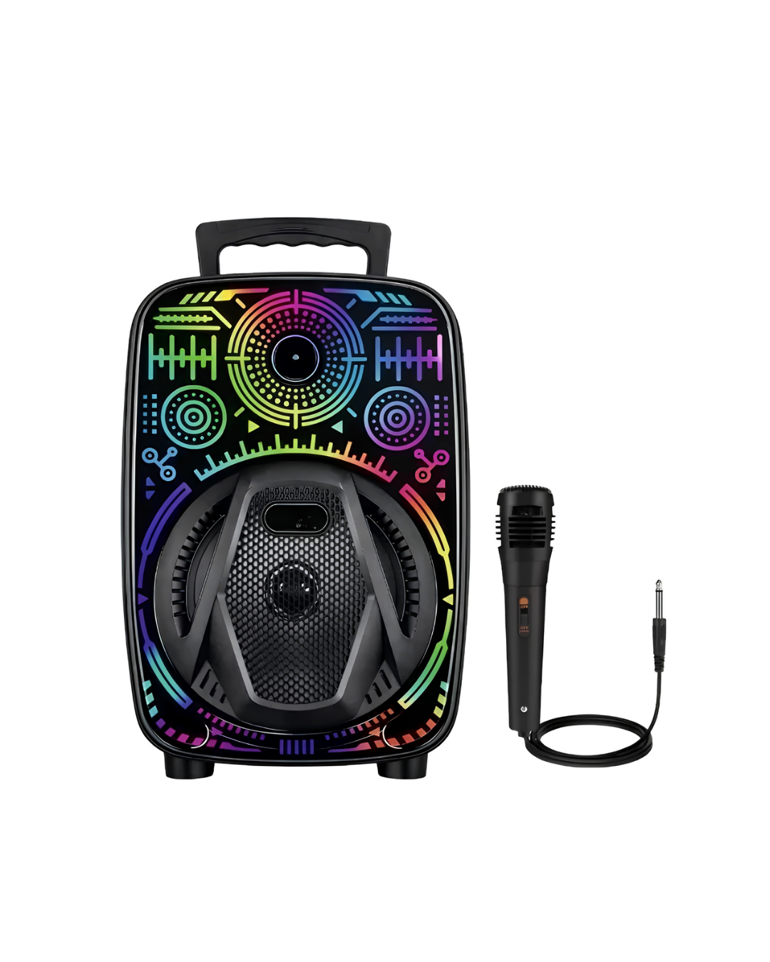 8 İnç Karaoke Hoparlör USB AUX FM Destekli Işıklı Speaker - Lisinya