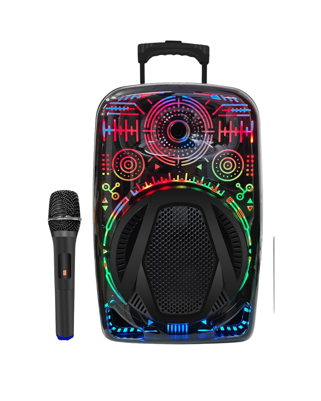 8 İnç Karaoke Hoparlör USB AUX FM Destekli Işıklı Speaker - Lisinya