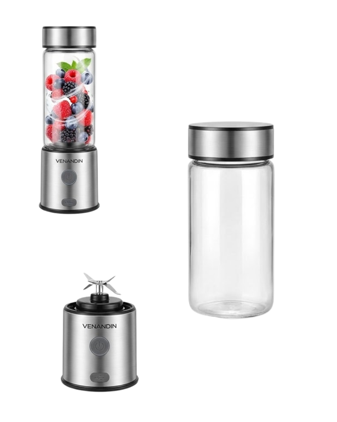Çift Hazneli Cam Blender USB Şarjlı Smoothie ve Buz Kırıcı Blender - Lisinya Çift Hazneli Cam Blender USB Şarjlı Smoothie ve Buz Kırıcı Blender - Lisinya