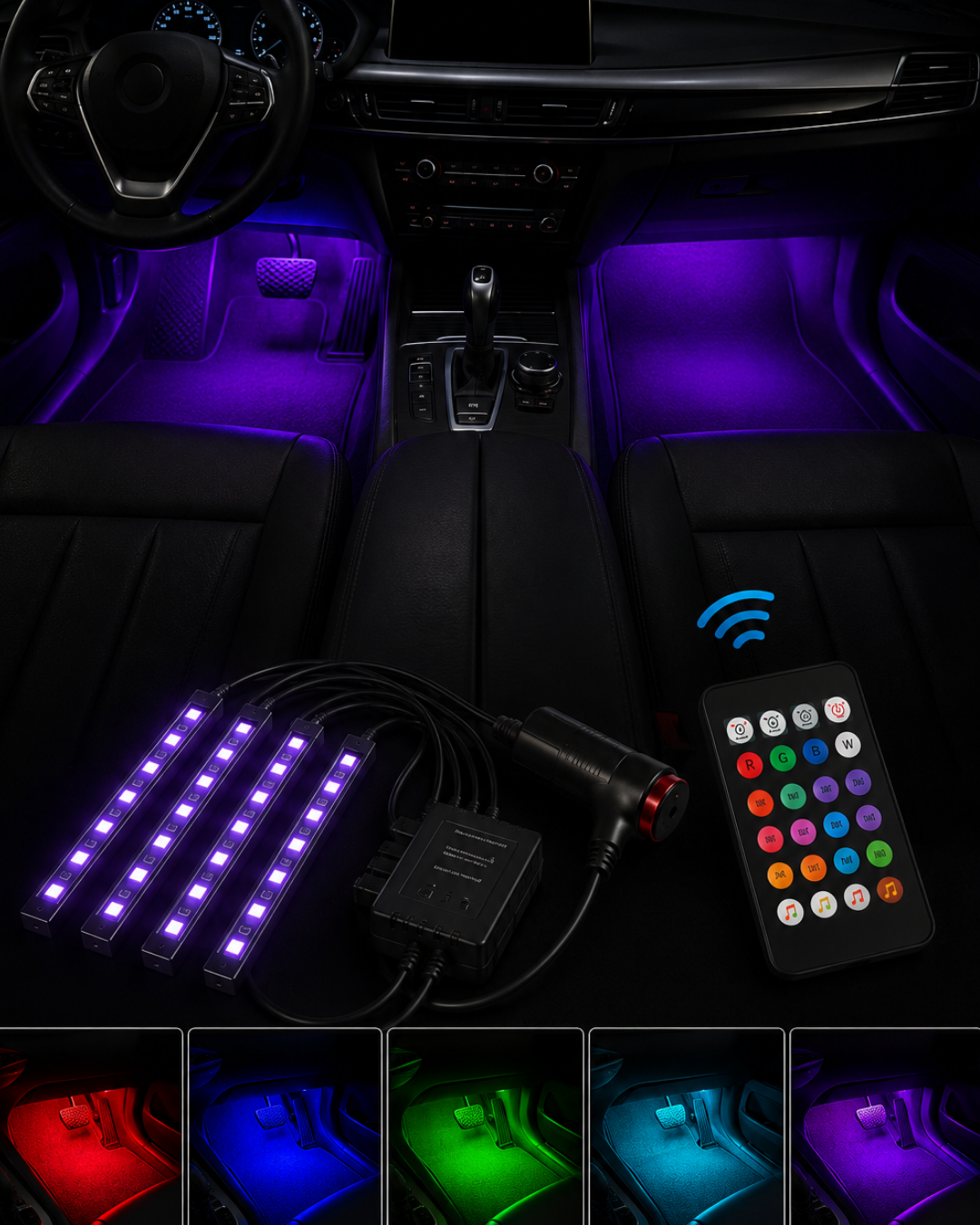 RGB Araç İçi Şerit LED Seti Müzik Kontrollü Ambiyans Aydınlatma - Lisinya