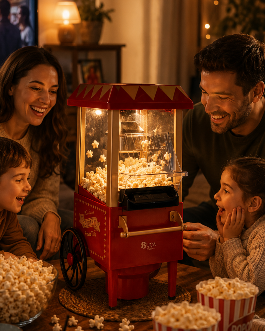 Sıcak Hava Popcorn Makinesi Yağsız Mısır Patlatıcı Nostaljik Tasarım - Lisinya