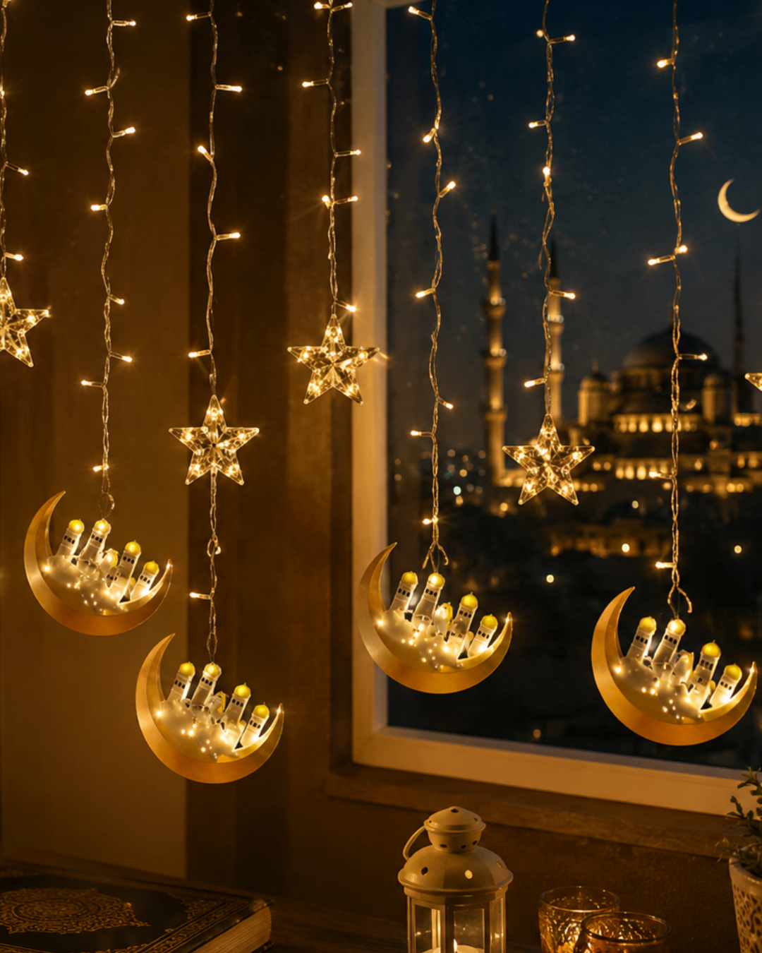 Hilal Yıldız LED Ramazan Işığı 3 Metre Dekoratif Perde Aydınlatması - Lisinya Hilal Yıldız LED Ramazan Işığı 3 Metre Dekoratif Perde Aydınlatması - Lisinya