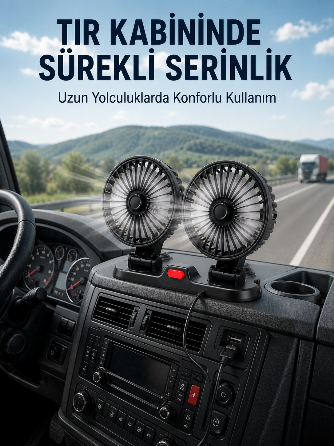 Çift Başlıklı Araç İçi USB Vantilatör Soğutucu Fan - Lisinya