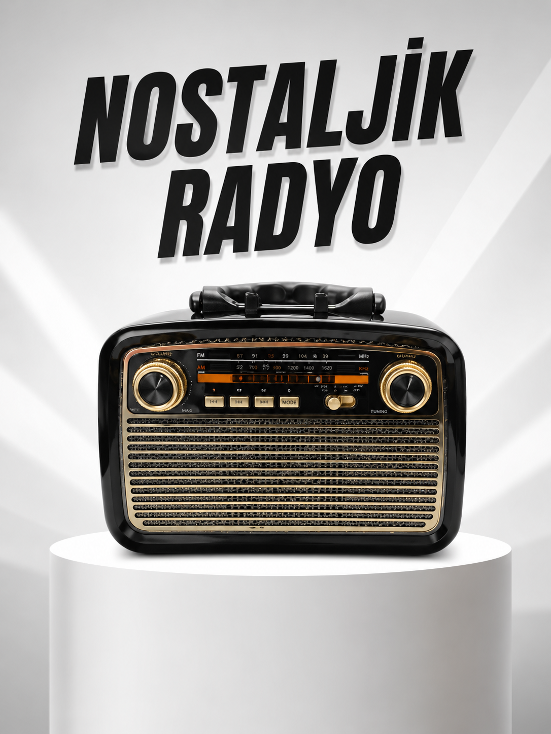 Müzik Kutusu Bluetooth Bağlantılı El Fenerli Nostaljik Tasarım Radyo - Lisinya