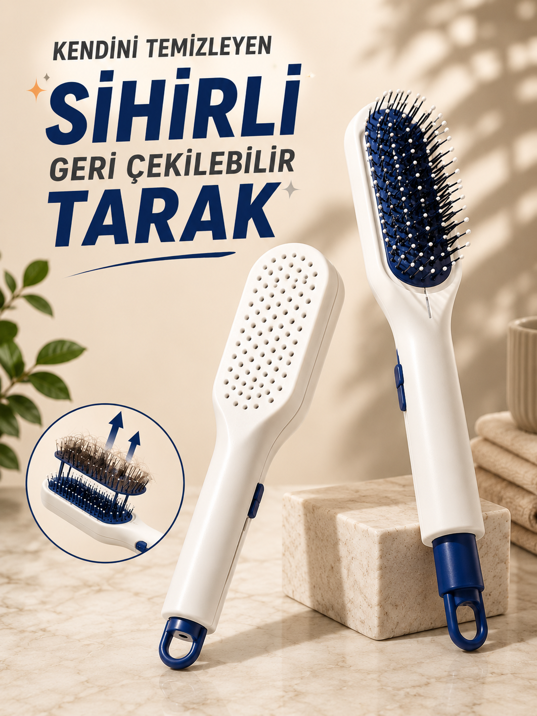 KENDİNİ TEMİZLEYEN SİHİRLİ GERİ ÇEKİLEBİLİR TARAK - Lisinya KENDİNİ TEMİZLEYEN SİHİRLİ GERİ ÇEKİLEBİLİR TARAK - Lisinya