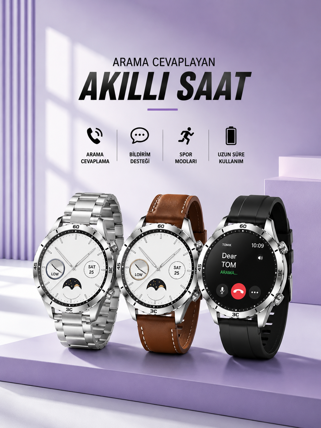 Akıllı Saat Bildirim Görme Sesli Görüşme Çoklu Kordon GPS Takibi - Lisinya