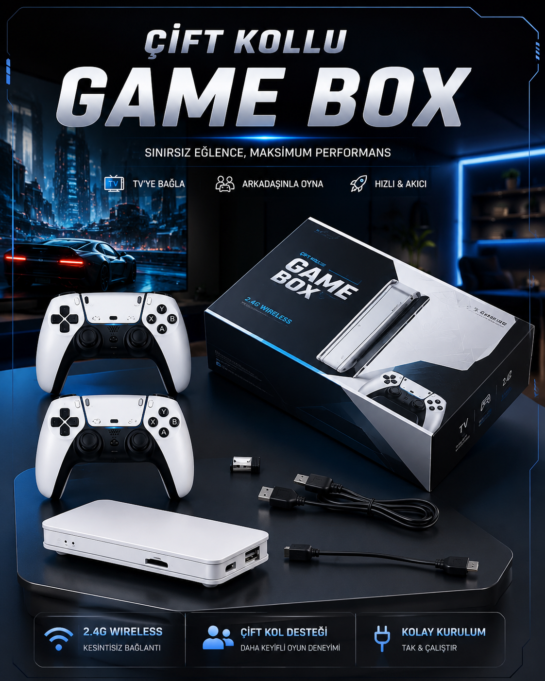 4K 3D HD Görüntü Kaliteli Kablosuz Çift Kollu 20.000 Oyunlu Retro Oyun Konsolu TV Box - Lisinya 4K 3D HD Görüntü Kaliteli Kablosuz Çift Kollu 20.000 Oyunlu Retro Oyun Konsolu TV Box - Lisinya