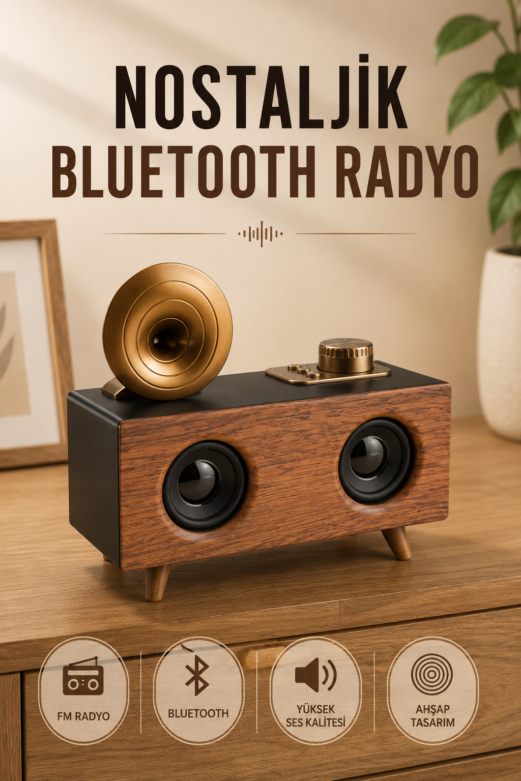 Nostaljik Radyo Bluetooth Bağlantılı Şarjlı Yüksek Ses Kaliteli - Lisinya