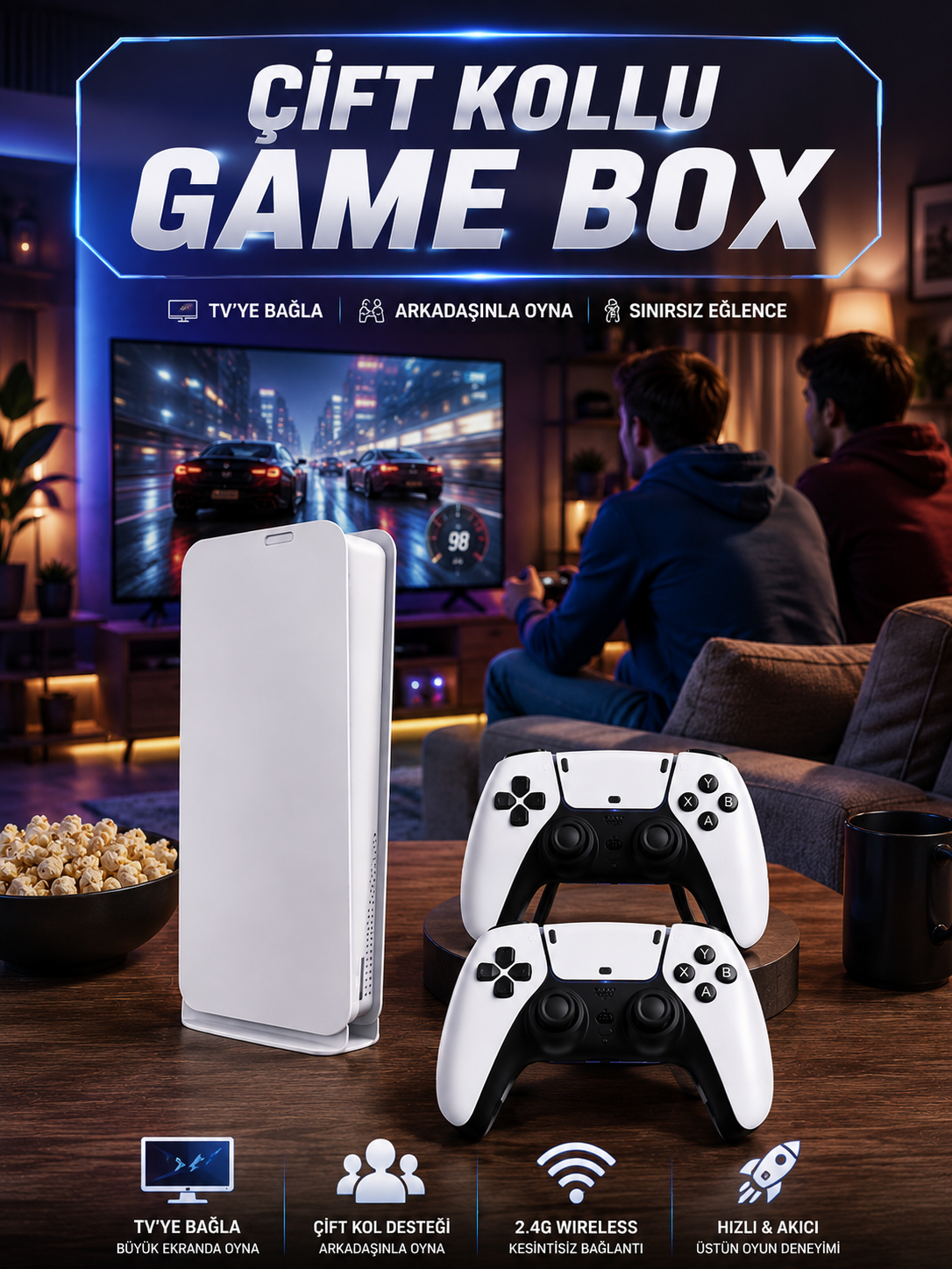 3D Çift Oyun Kollu 4K HD Ekran Nostaljik 20.000 Oyunlu Beyaz Game Box - Lisinya 3D Çift Oyun Kollu 4K HD Ekran Nostaljik 20.000 Oyunlu Beyaz Game Box - Lisinya