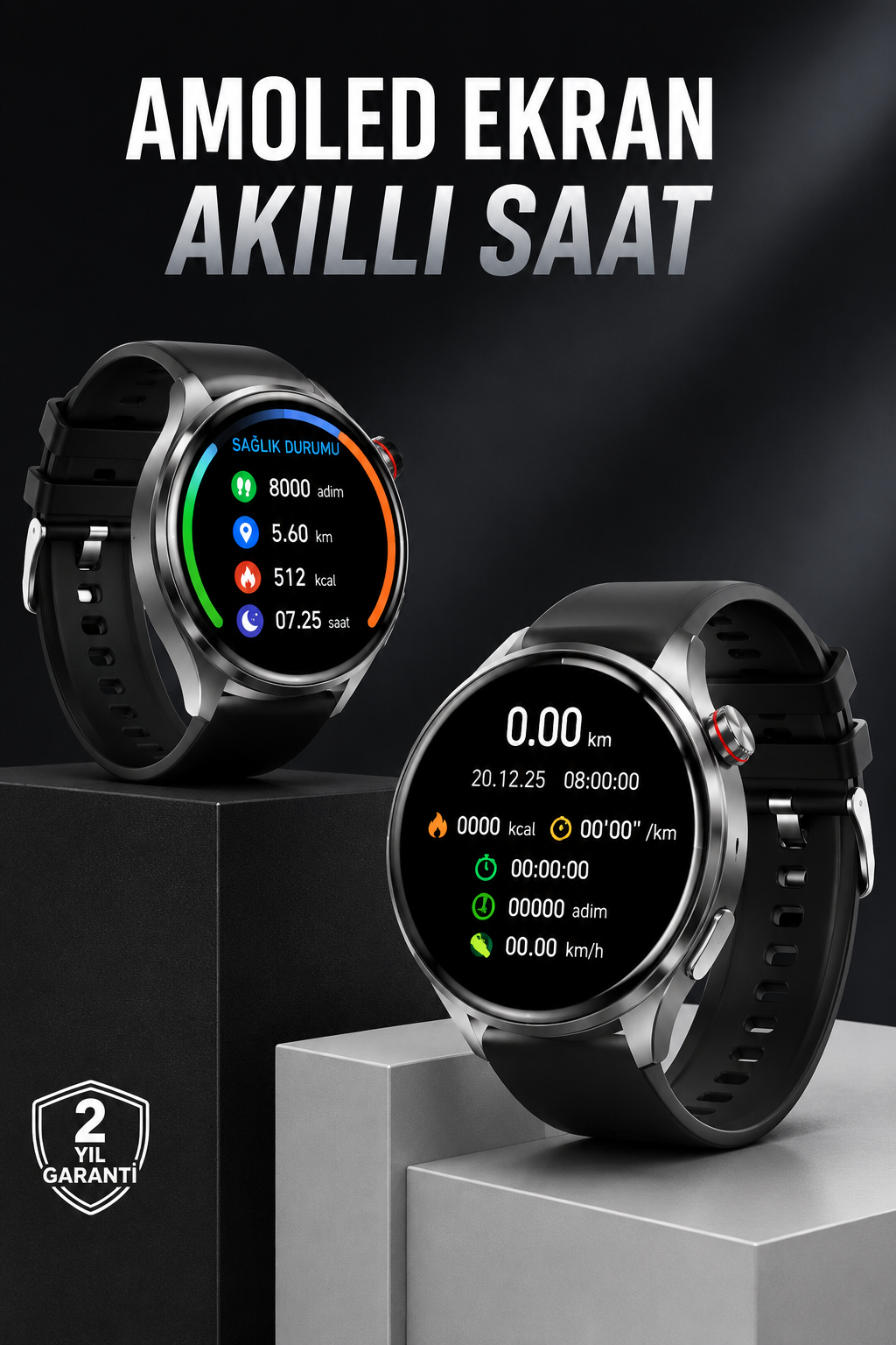 Akıllı Saat Bluetooth Bağlantılı Amoled Ekran Uyku ve Sağlık Takibi - Lisinya