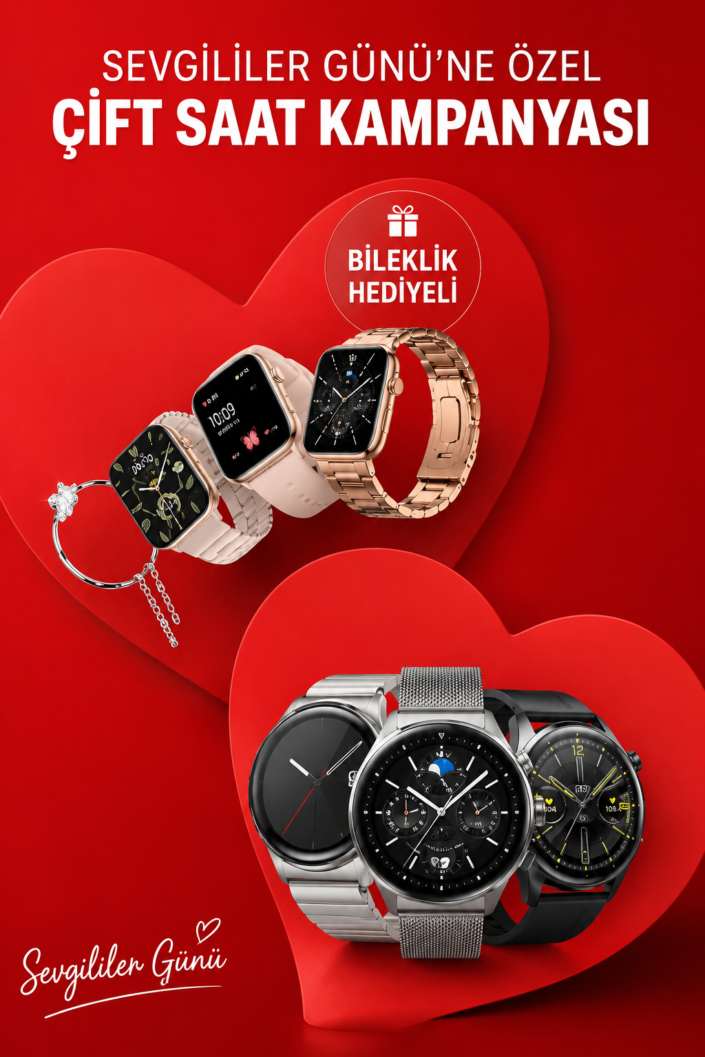 Sevgiliye Özel Yeni Nesil Akıllı Saat Çiftlere Özel Kampanya Çift Saatleri - Lisinya