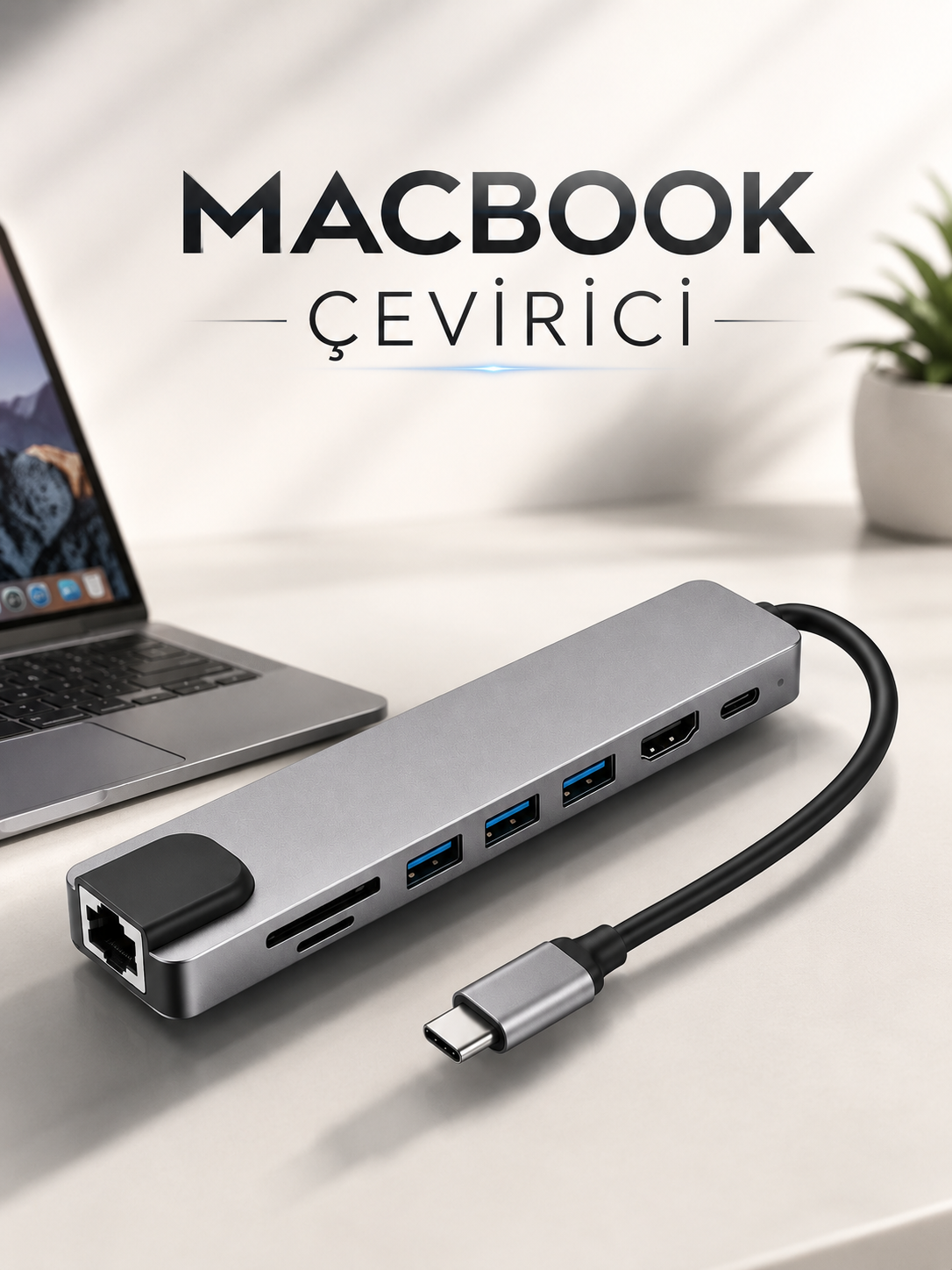 Çevirici Dönüştürücü Adaptör Macbook 3 In 1 Type-C To Hdmı USB 3.0 - Lisinya Çevirici Dönüştürücü Adaptör Macbook 3 In 1 Type-C To Hdmı USB 3.0 - Lisinya
