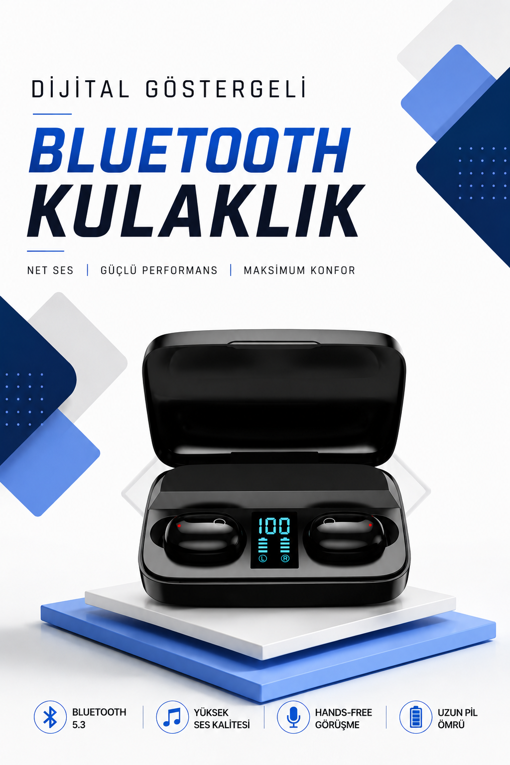 Dijital Göstergeli Bluetooth Kulaklık Kablosuz TWS Stereo Bluetooth 5.0 - Lisinya Dijital Göstergeli Bluetooth Kulaklık Kablosuz TWS Stereo Bluetooth 5.0 - Lisinya