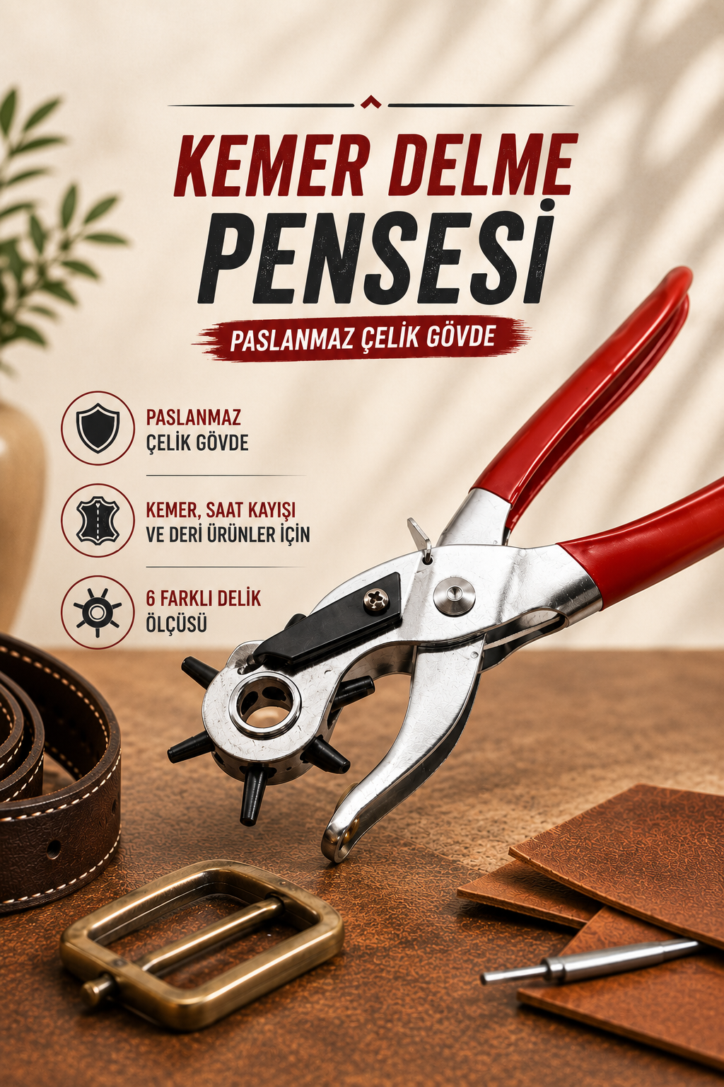 Kemer Delme Pensesi Paslanmaz Çelik Gövde - Lisinya Kemer Delme Pensesi Paslanmaz Çelik Gövde - Lisinya