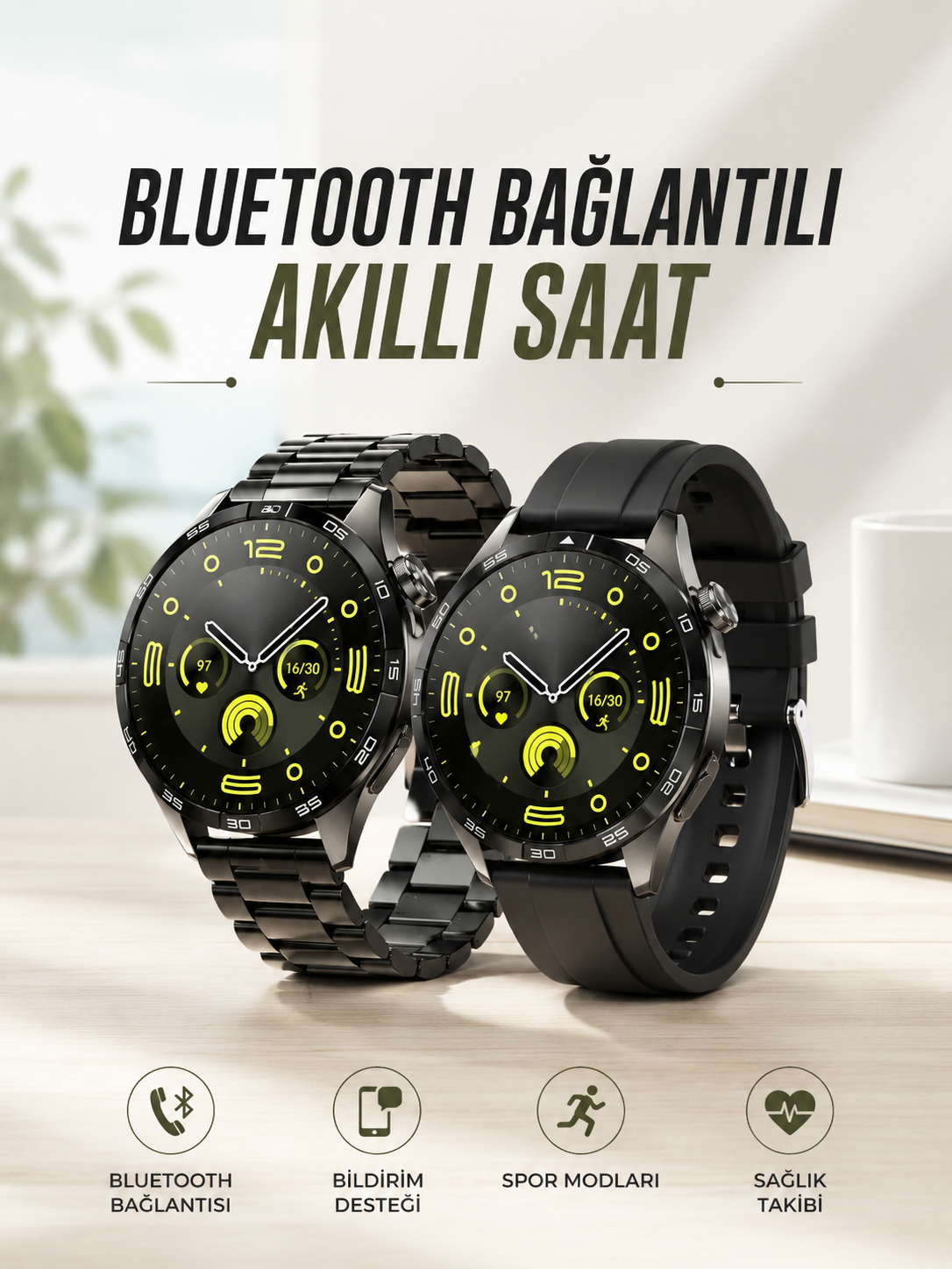 Akıllı Saat Sesli Görüşme, NFC Uyumlu, Bildirim Görme ve Uyku ve Sağlık Takibi - Lisinya