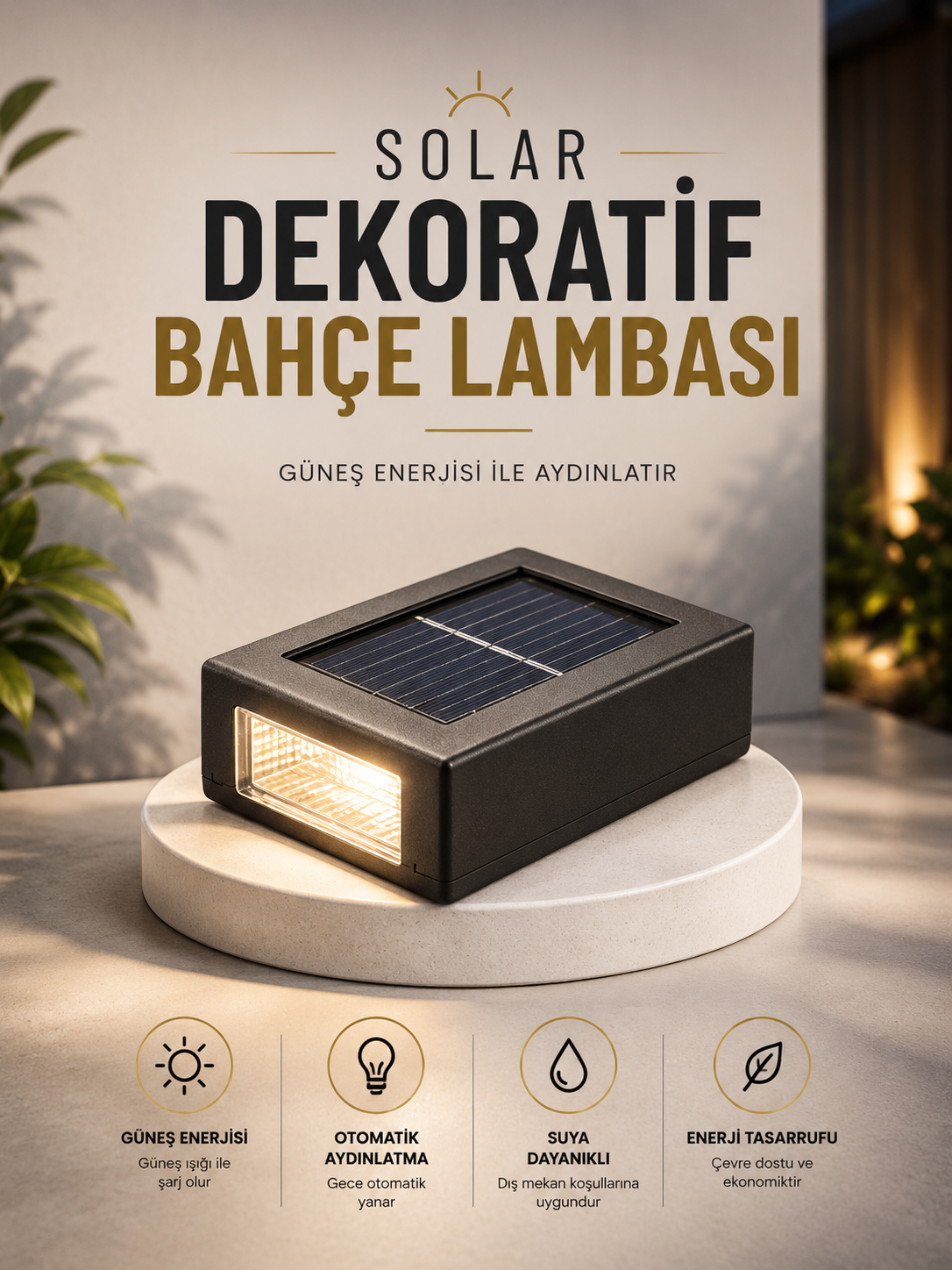 Dekoratif Duvar Lambası Solar Güneş Enerjili Bahçe Aydınlatması - Lisinya
