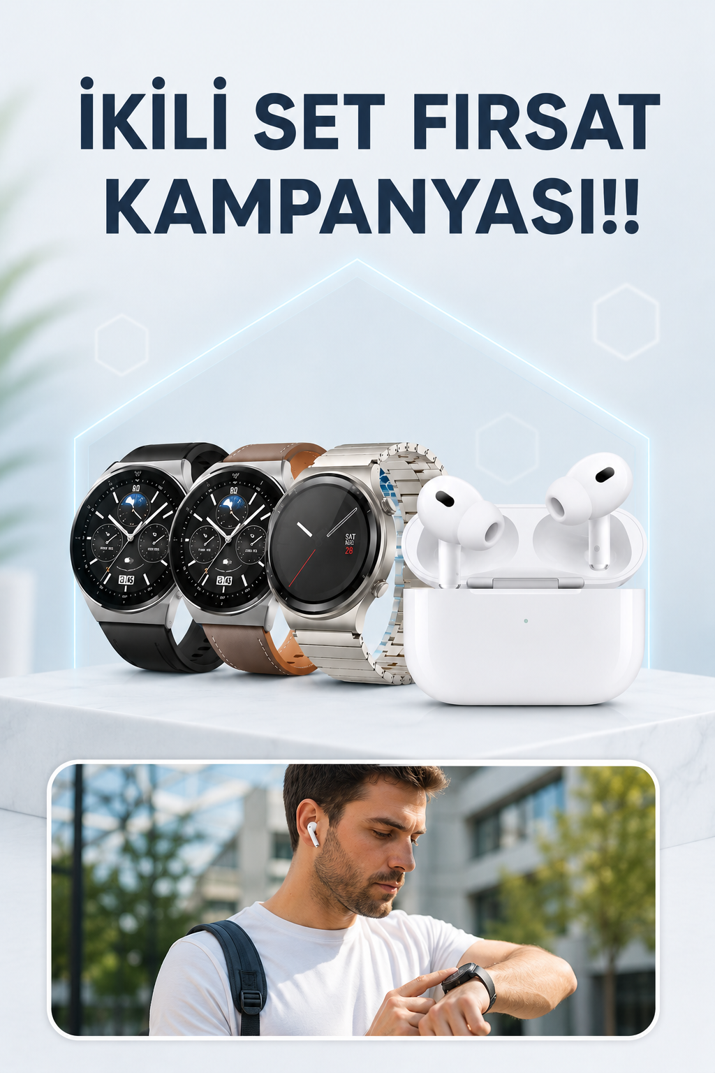 Aynalı Bluetooth Kulaklık Yeni Nesil Akıllı Saat Titreşimli Nabız Ölçer Spor Modları - Lisinya