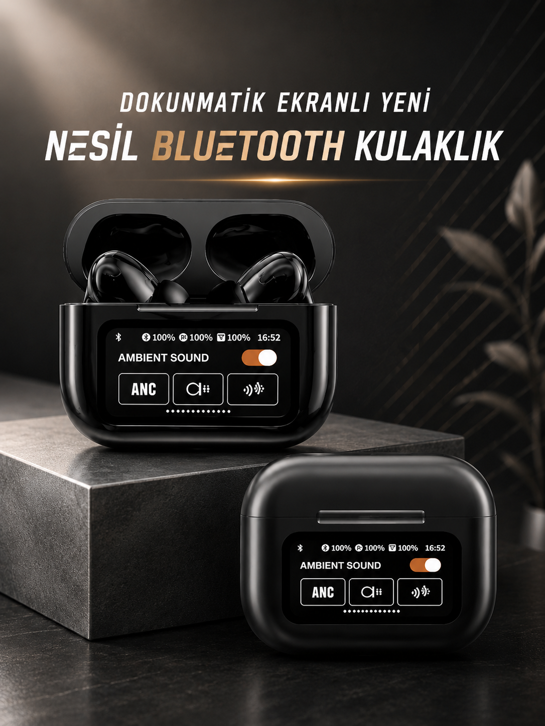 Bluetooth Kulaklık Kablosuz Ekranlı ANC/ENC Destekli Dokunmatik - Lisinya Bluetooth Kulaklık Kablosuz Ekranlı ANC/ENC Destekli Dokunmatik - Lisinya