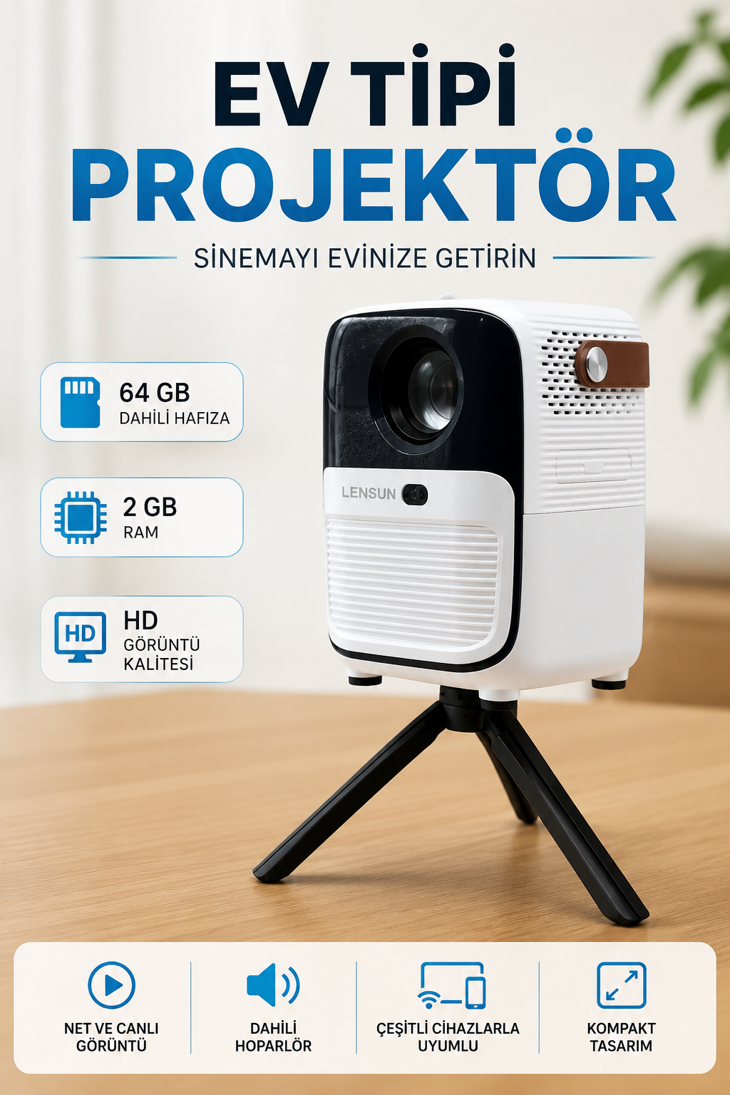 Projector Ev Tipi 64 Gb 2 Gb Rem Hafıza Hd Görüntü Kumandalı - Lisinya Projector Ev Tipi 64 Gb 2 Gb Rem Hafıza Hd Görüntü Kumandalı - Lisinya