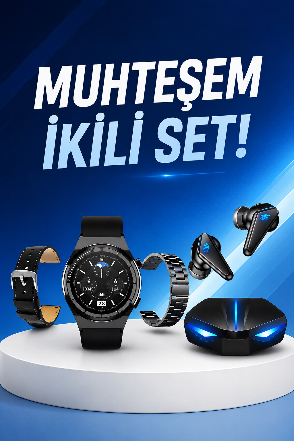 Kablosuz Bluetooth Bağlantılı Kulaklık ve Dokunmatik Ekran Akıllı Saat Arama Cevaplama - Lisinya