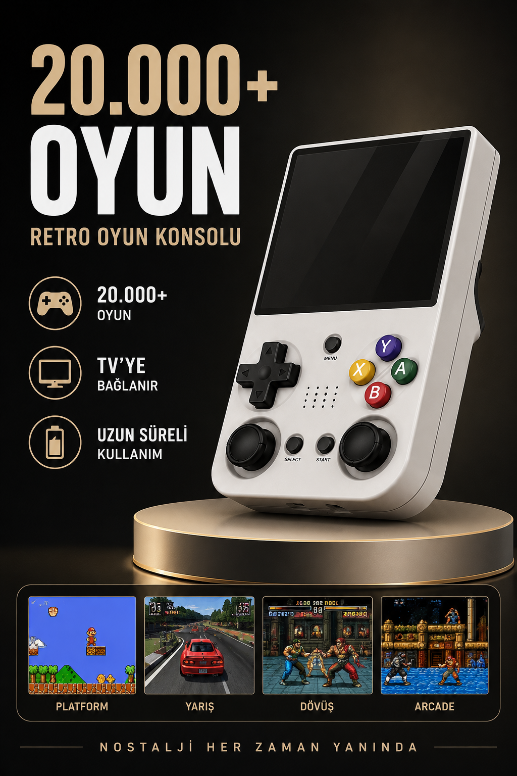 20.000 Oyunlu Retro El Konsolu Taşınabilir Oyun Cihazı - Lisinya