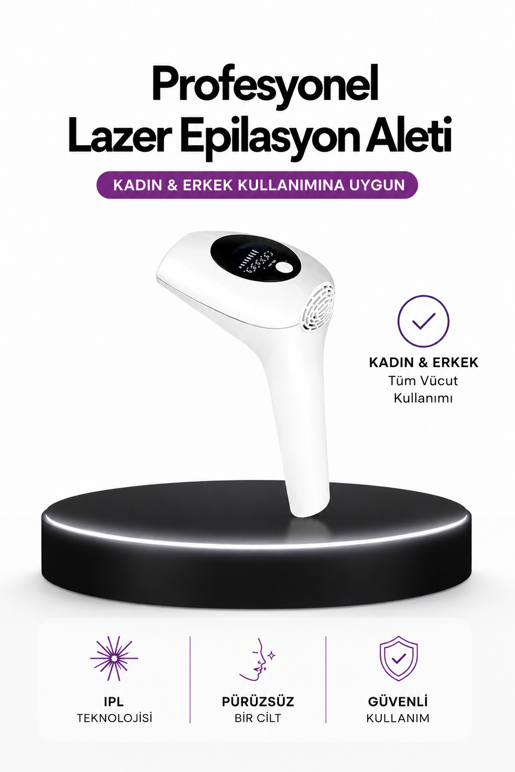 IPL Teknolojili Erkek Ve Kadın Kullanımına Uygun Lazer Epilasyon Cihaz - Lisinya