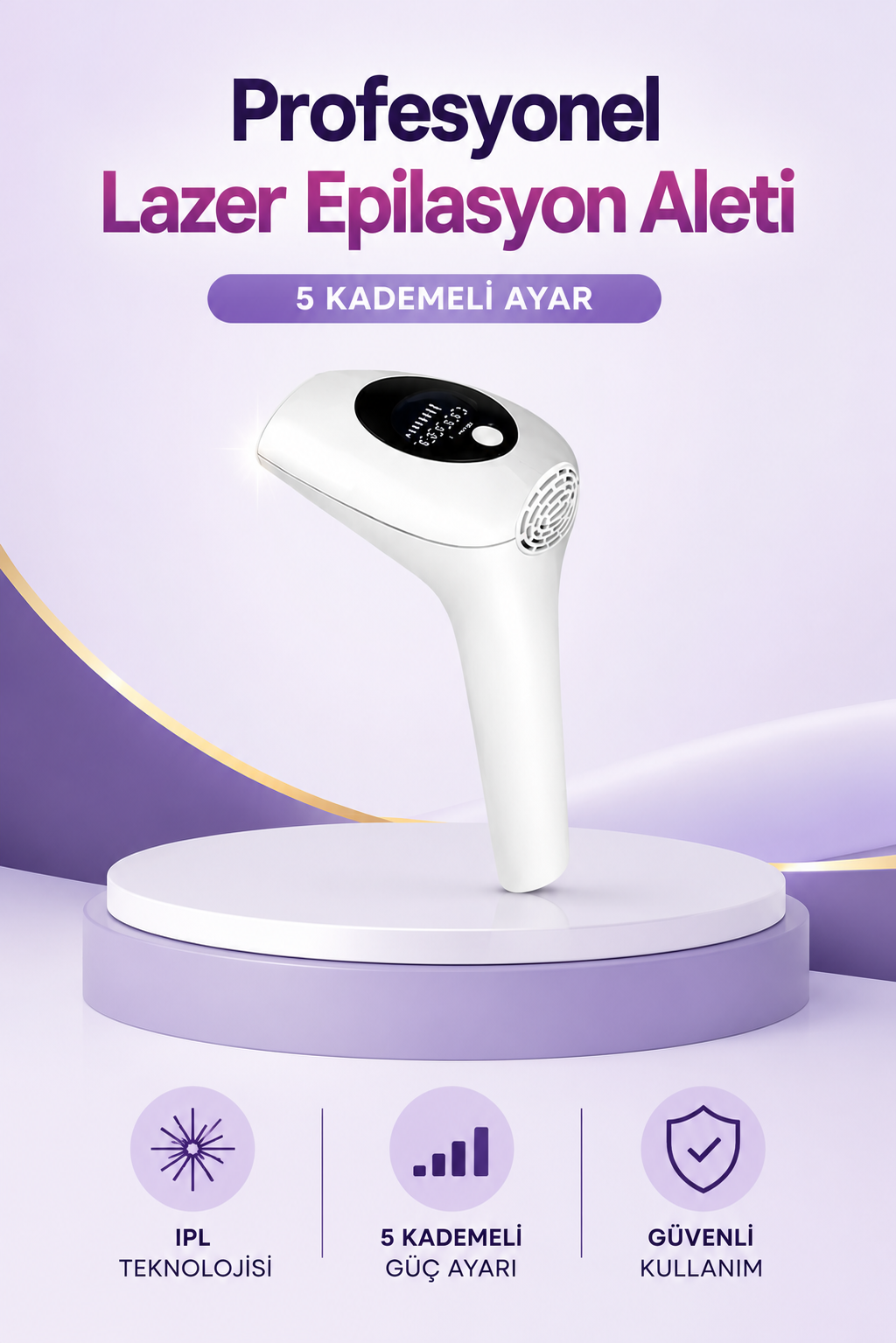 IPL Lazer Epilasyon Aleti 5 Kademeli Güç Ayarlı - Lisinya