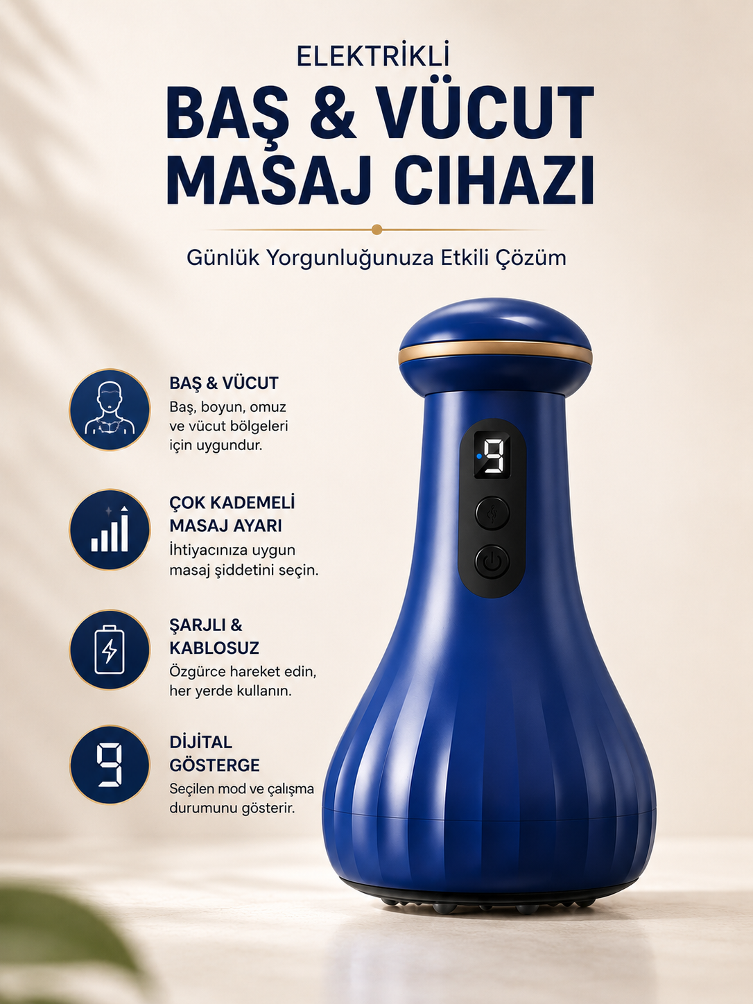 Elektrikli Masaj Cihazı Baş, Vücut Kullanımına Uygun - Lisinya