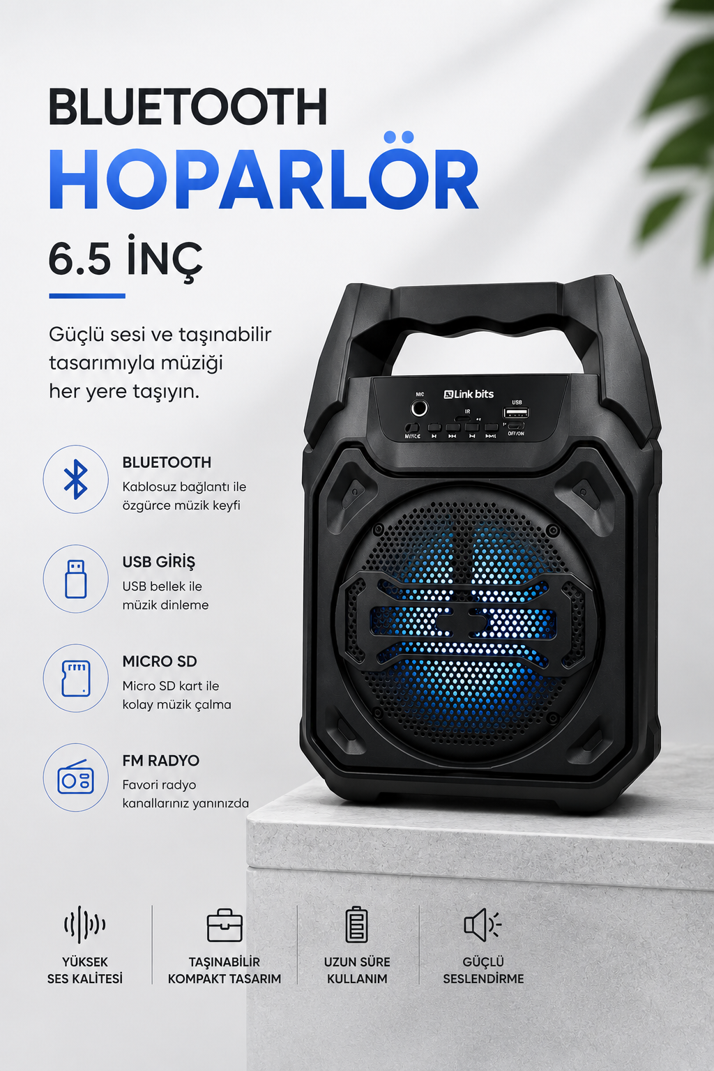 Mikrofonlu Bluetooth Ses Sistemli USB, Micro SD, FM ve Uzun Pil Ömrü - Lisinya Mikrofonlu Bluetooth Ses Sistemli USB, Micro SD, FM ve Uzun Pil Ömrü - Lisinya