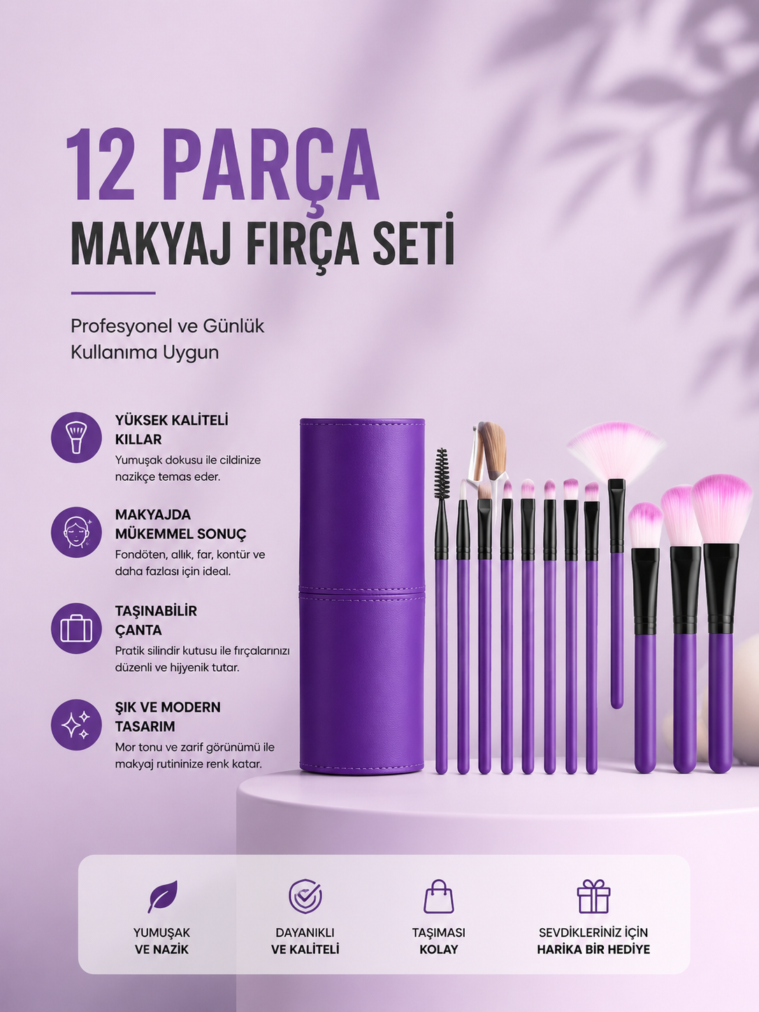 12'li Makyaj Fırça Seti Yumuşak Kıllı Profesyonel Kullanıma Uygun - Lisinya 12'li Makyaj Fırça Seti Yumuşak Kıllı Profesyonel Kullanıma Uygun - Lisinya