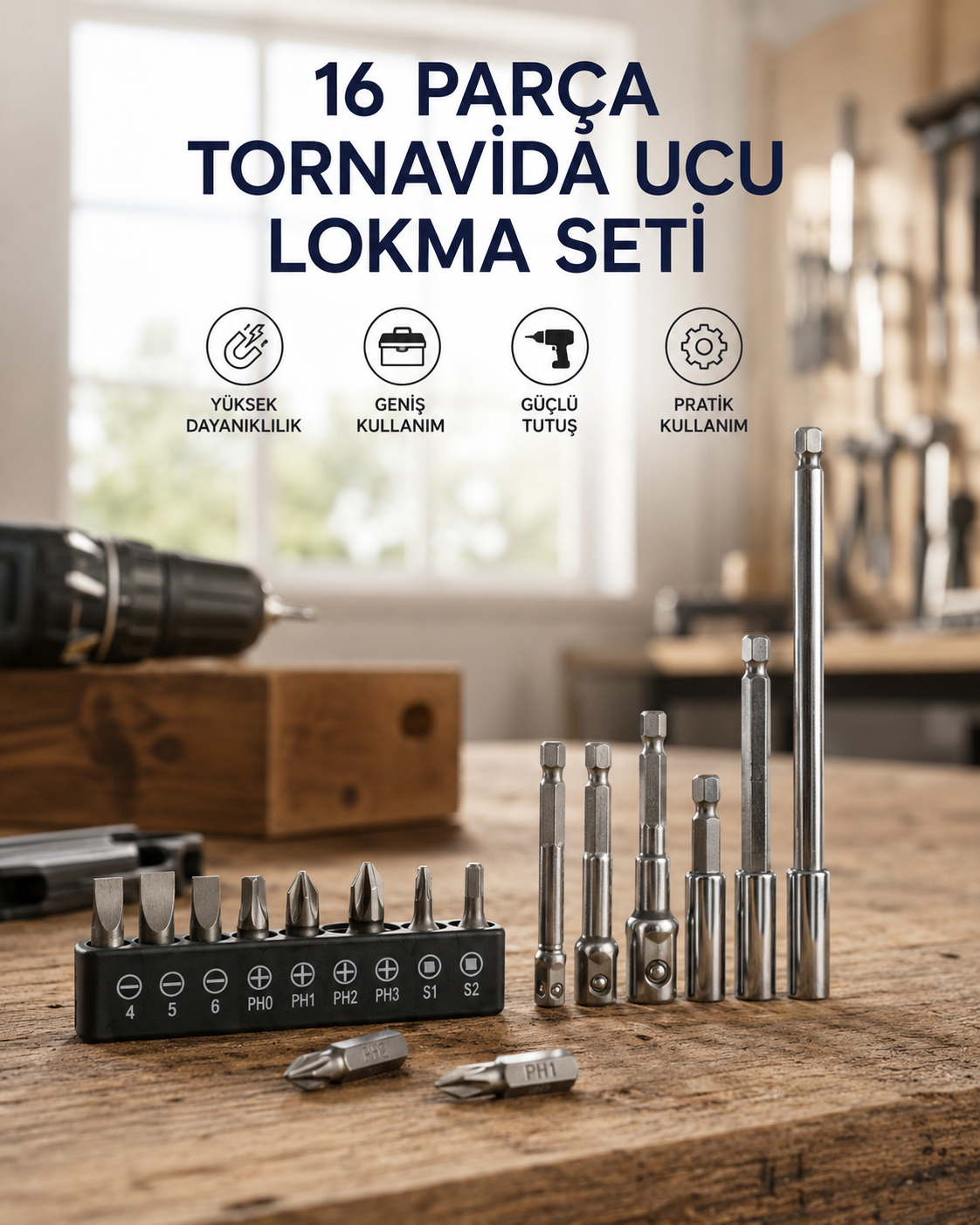 16 Parça Bits, Adaptör Ve Tornavida Ucu Seti - Lisinya