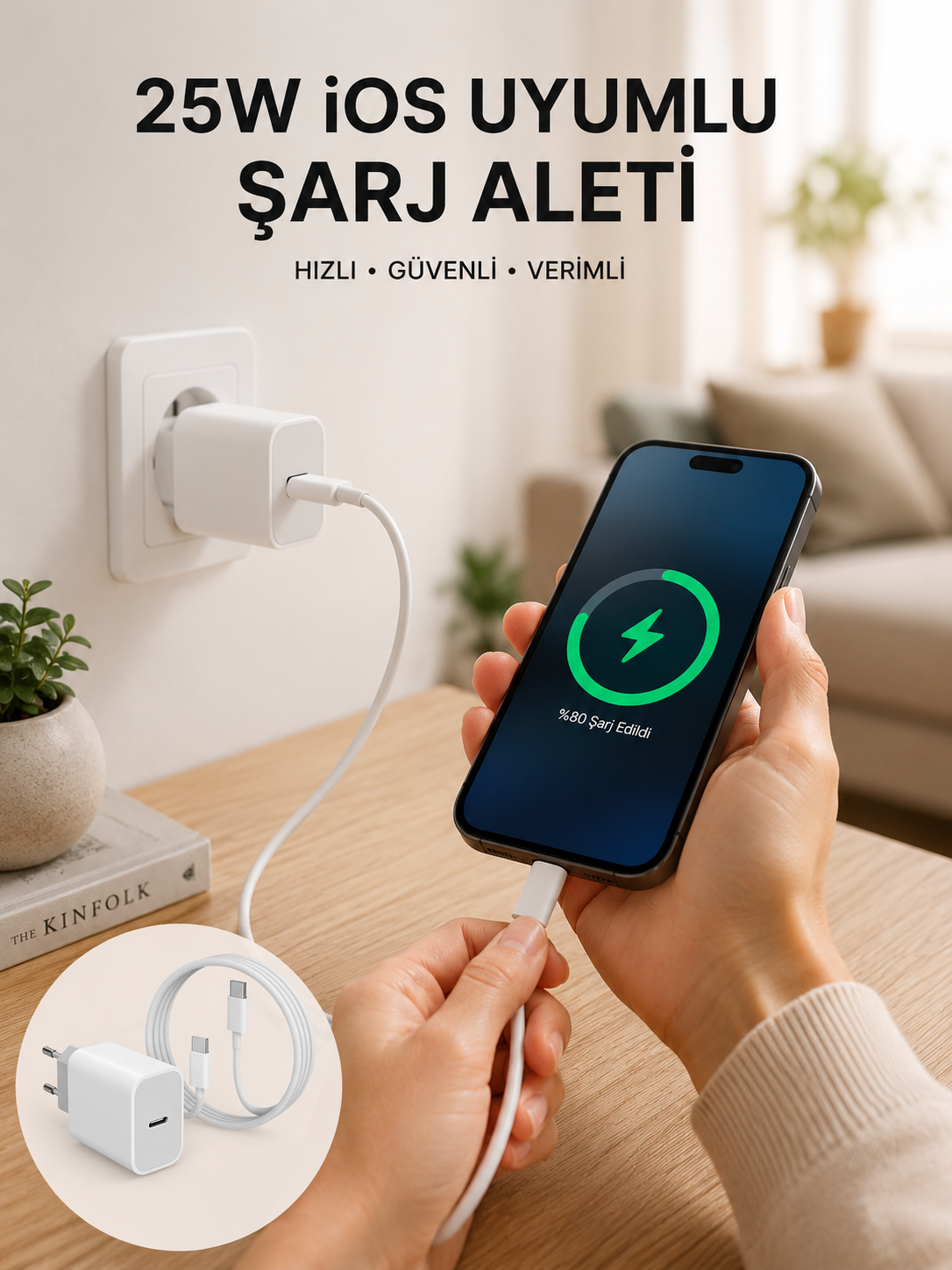Type-C Hızlı Şarj Özellikli Cihazı USB-C Kablo Dahil - Lisinya Type-C Hızlı Şarj Özellikli Cihazı USB-C Kablo Dahil - Lisinya