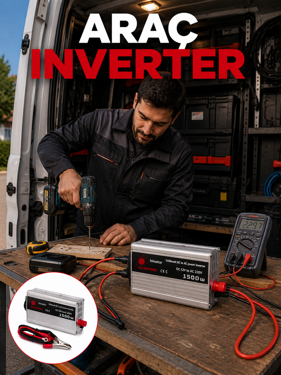 1500W Araç İnvertörü Elektronik Cihazlar İçin Yüksek Verimli Güç Dönüştürme Sistemi - Lisinya