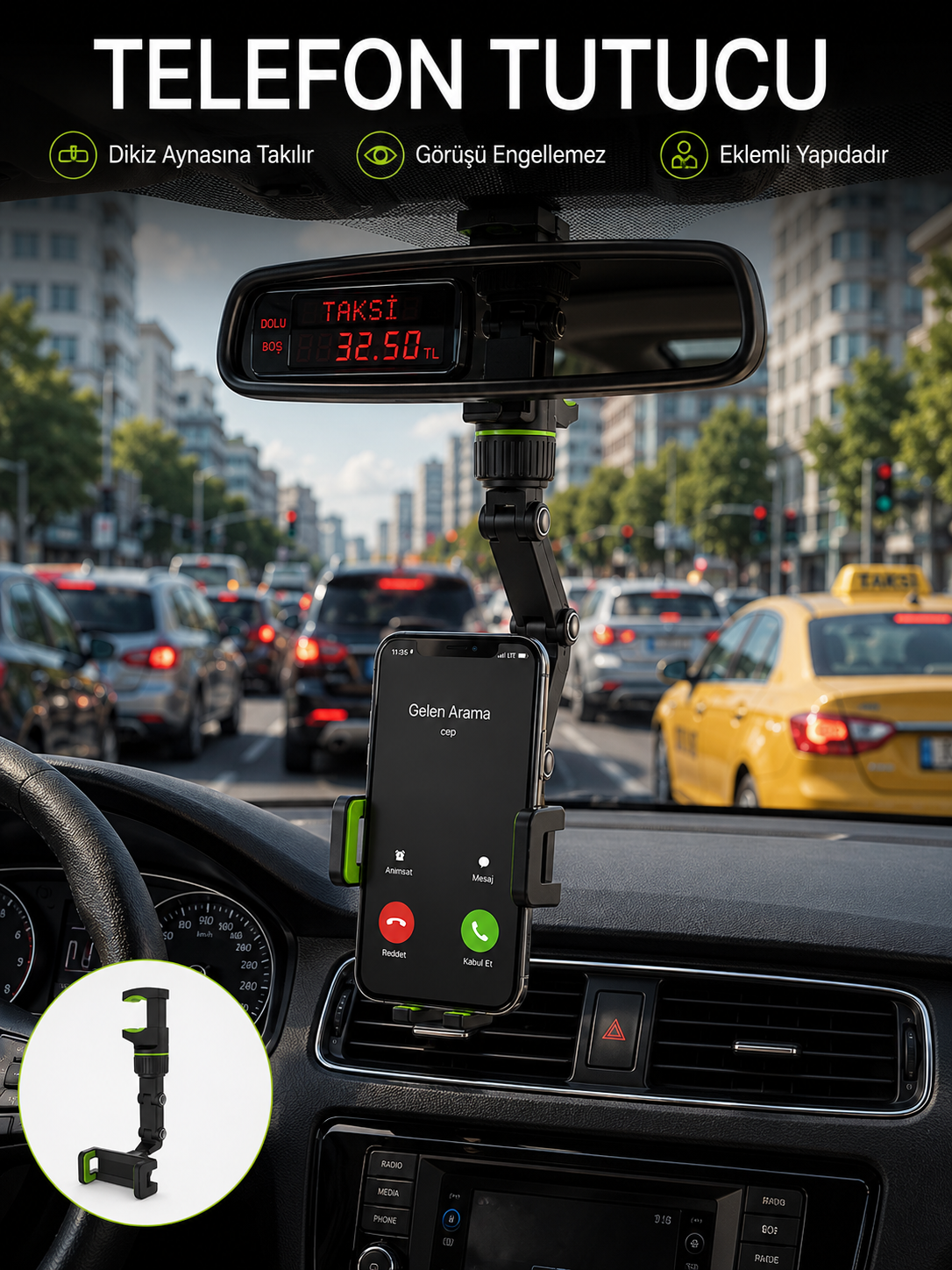 Ayarlanabilir Dikiz Aynası Telefon Tutucu Görüş Açısını Engellemeyen Araç Aparatı - Lisinya Ayarlanabilir Dikiz Aynası Telefon Tutucu Görüş Açısını Engellemeyen Araç Aparatı - Lisinya