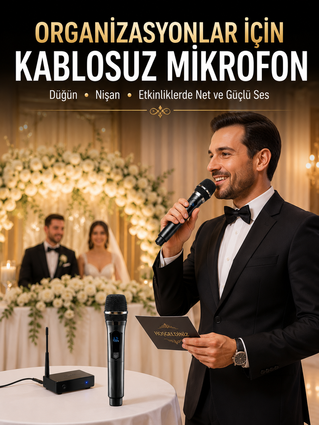 Yeni Nesil Kablosuz El Mikrofonu Seti Dijital Ekranlı Çift Mikrofonlu - Lisinya
