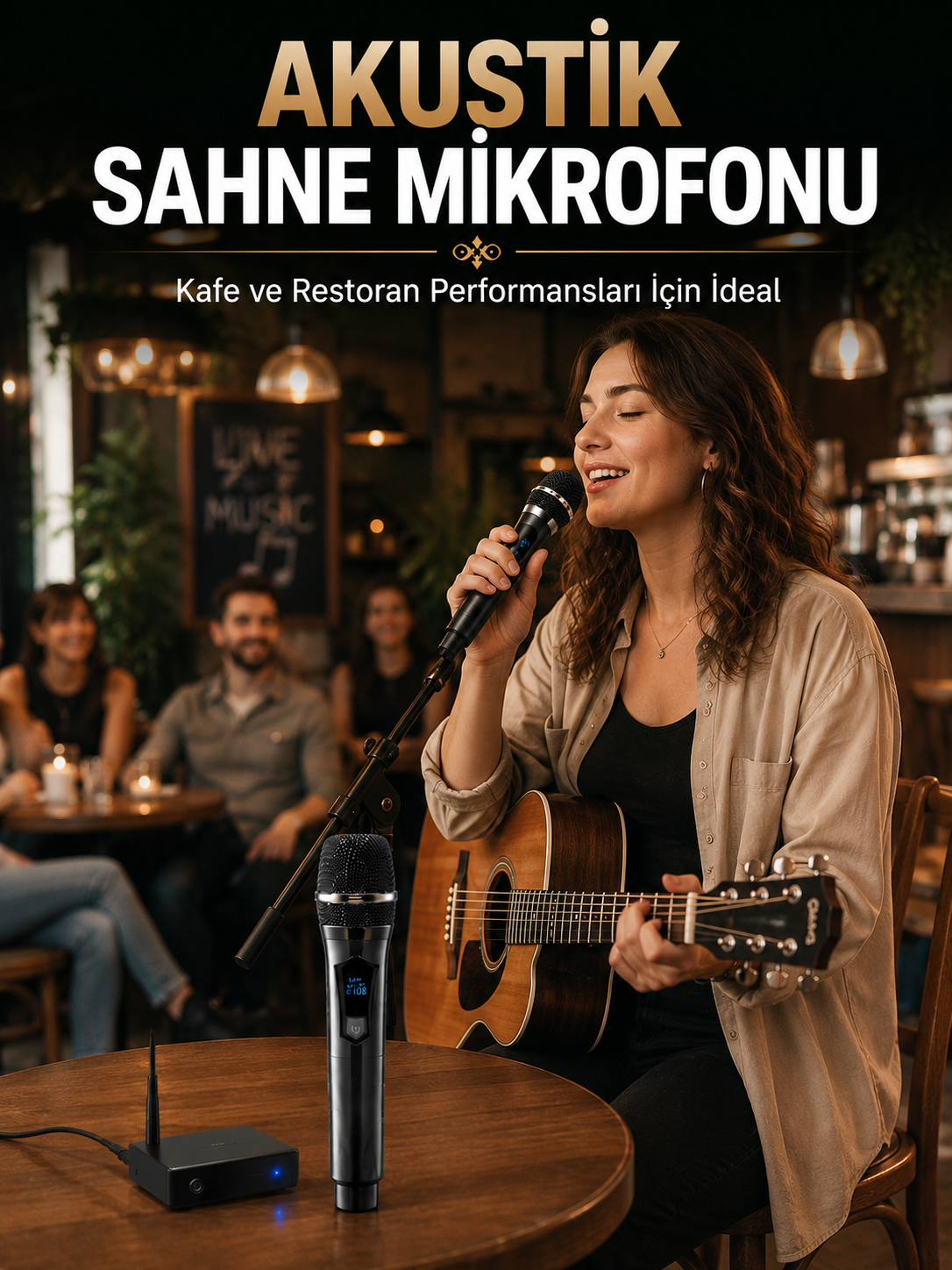 Çift Kablosuz El Mikrofonu Net Ses Kalitesi ve Dijital Gösterge - Lisinya