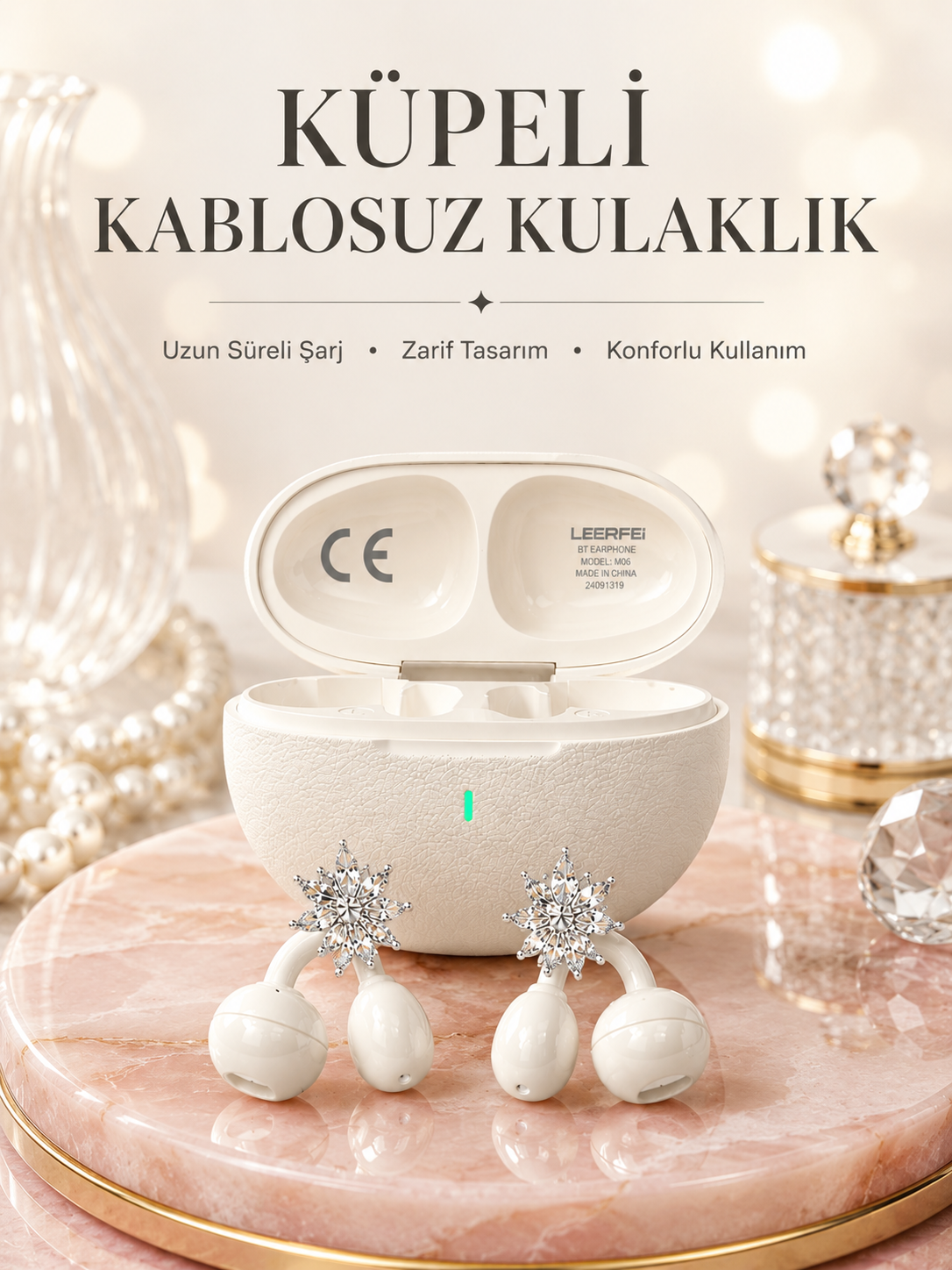Küpeli Kablosuz Kulaklık Uzun Süreli Batarya Performansı - Lisinya