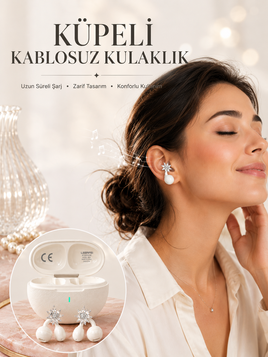 Küpeli Kablosuz Kulaklık Yeni Nesil Bluetooth Teknolojisi - Lisinya Küpeli Kablosuz Kulaklık Yeni Nesil Bluetooth Teknolojisi - Lisinya