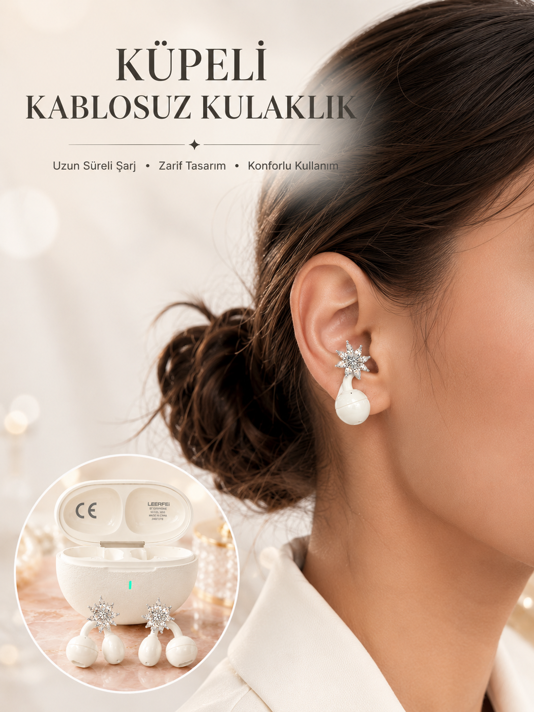 Bluetooth Bağlantılı Küpeli Kablosuz Kulaklık Uzun Pil Ömrü - Lisinya Bluetooth Bağlantılı Küpeli Kablosuz Kulaklık Uzun Pil Ömrü - Lisinya