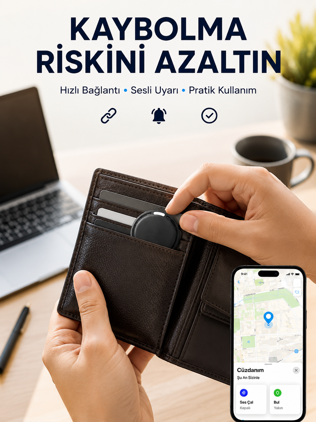 Konum Takip Cihazı AirTag Apple ve Android Uyumlu Akıllı Eşya Bulucu - Lisinya