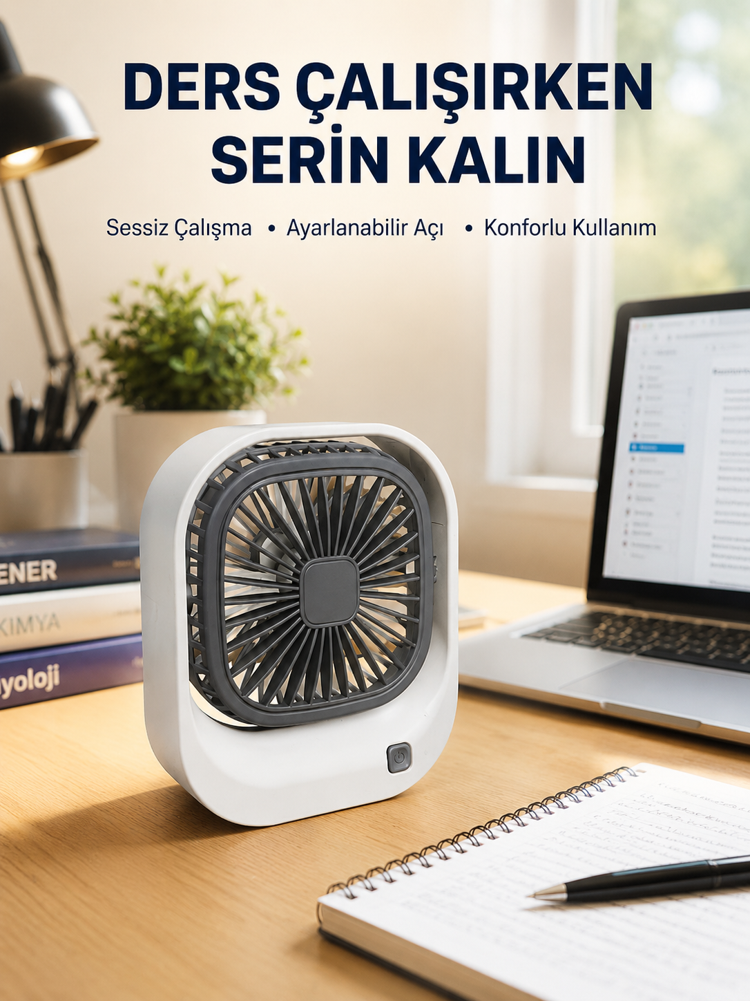 Şarjlı Masaüstü Fan 3 Kademeli Güçlü Hava Akışı - Lisinya Şarjlı Masaüstü Fan 3 Kademeli Güçlü Hava Akışı - Lisinya