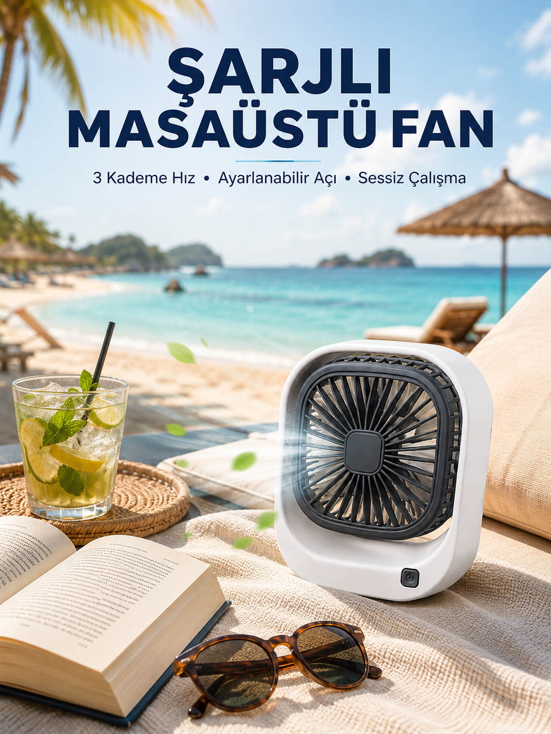 Şarjlı Masaüstü Fan 3 Kademeli Hız Ayarlı Güçlü Hava Akışı - Lisinya Şarjlı Masaüstü Fan 3 Kademeli Hız Ayarlı Güçlü Hava Akışı - Lisinya