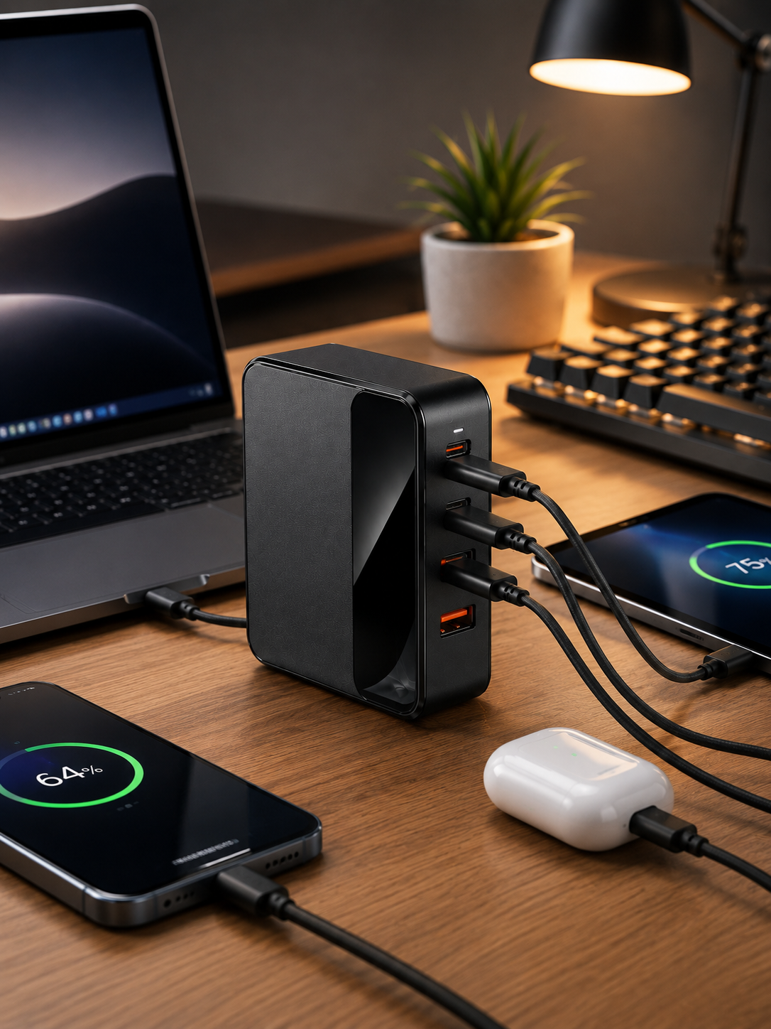 USB-A ve USB-C Girişli Çoklu Şarj Cihazı - Lisinya USB-A ve USB-C Girişli Çoklu Şarj Cihazı - Lisinya