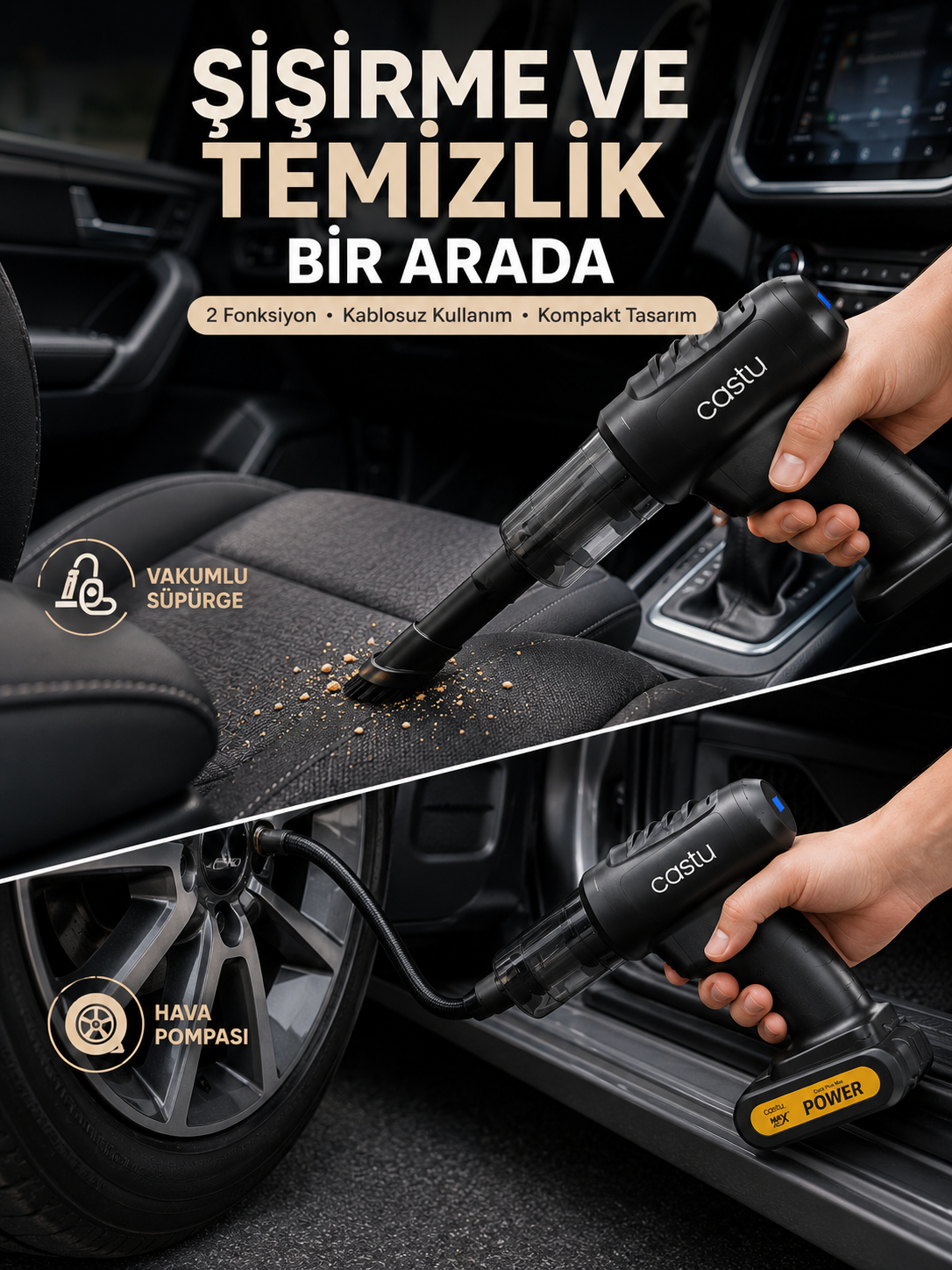 Kablosuz Hava Pompası ve Vakumlu El Süpürgesi - Lisinya