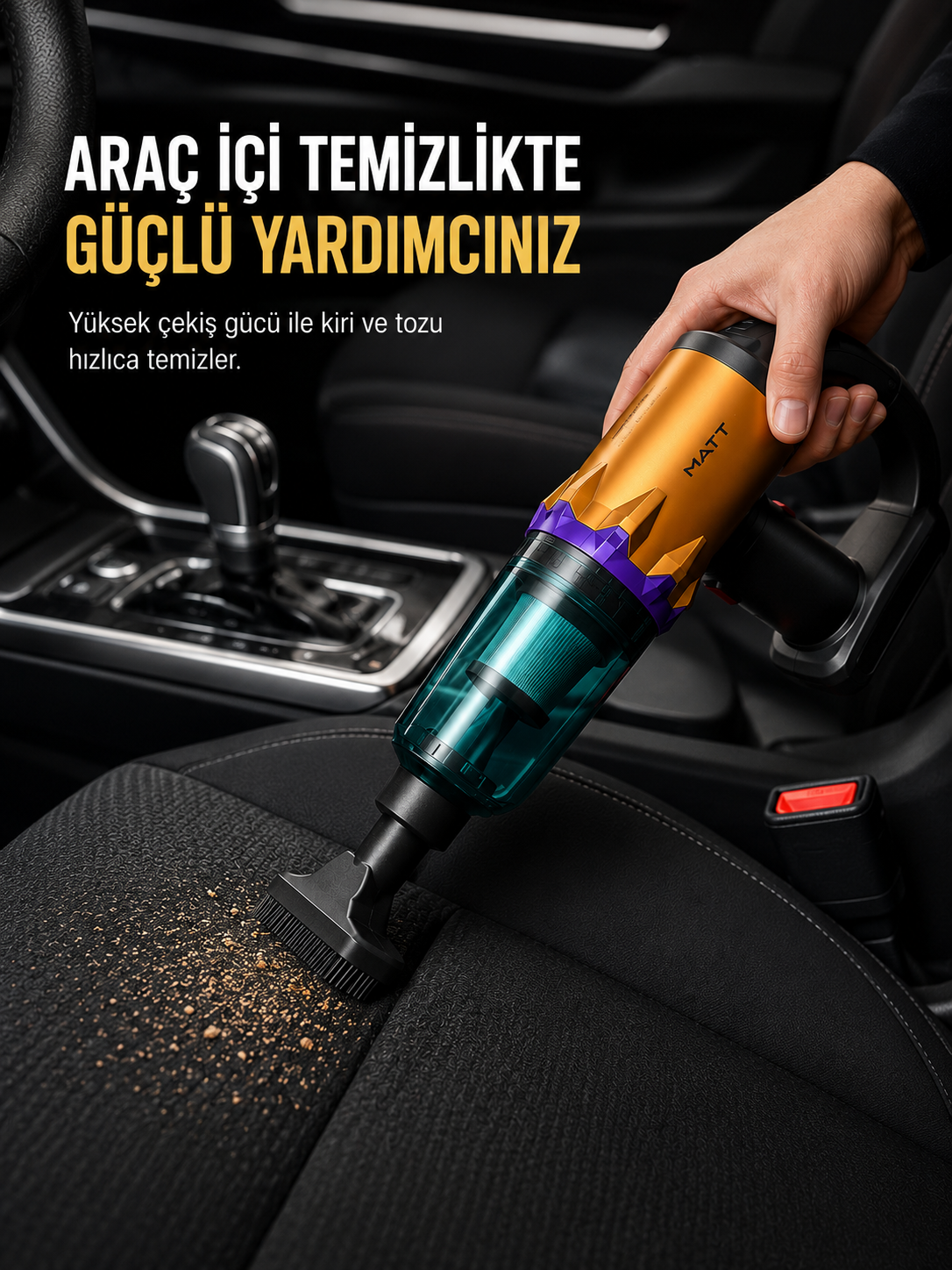 Araç İçi Temizlik İçin Şarjlı El Süpürgesi Çok Başlıklı Pratik Temizlik Cihazı - Lisinya