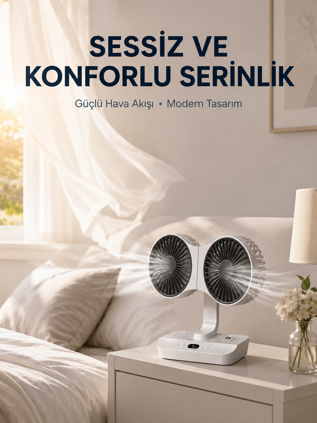 Çift Yöne Hava Üfleyen Masa ve Duvar Tipi Vantilatör - Lisinya Çift Yöne Hava Üfleyen Masa ve Duvar Tipi Vantilatör - Lisinya