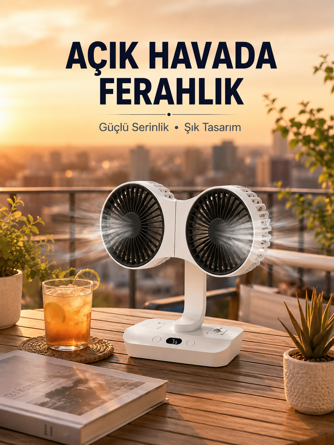 Çift Başlıklı Masa ve Duvara Monte Edilebilir Vantilatör - Lisinya Çift Başlıklı Masa ve Duvara Monte Edilebilir Vantilatör - Lisinya